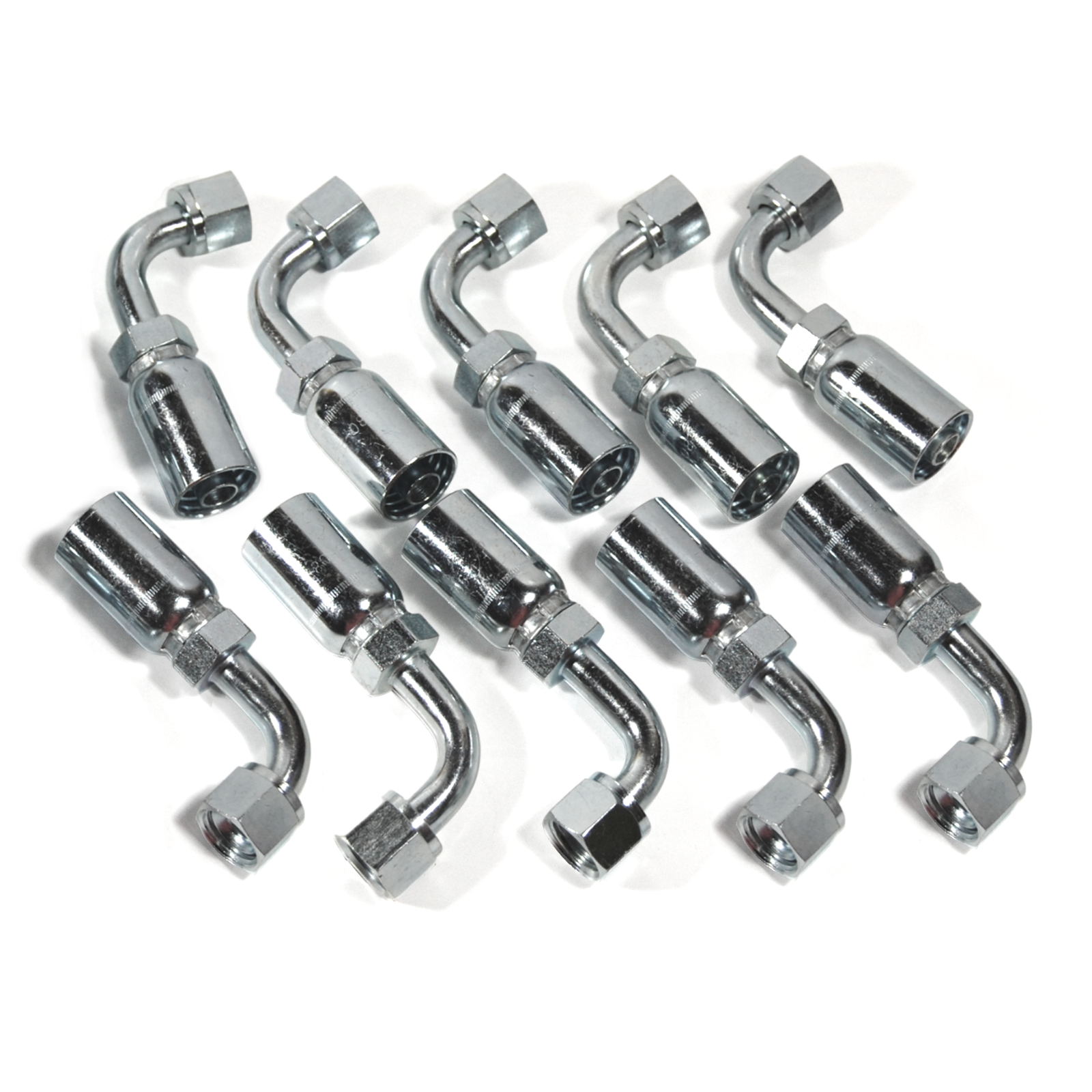 (Lot of 10) FJX90-06-06 | 3/8" JIC Female Swivel Crimp On Hose Fitting - 06U-666