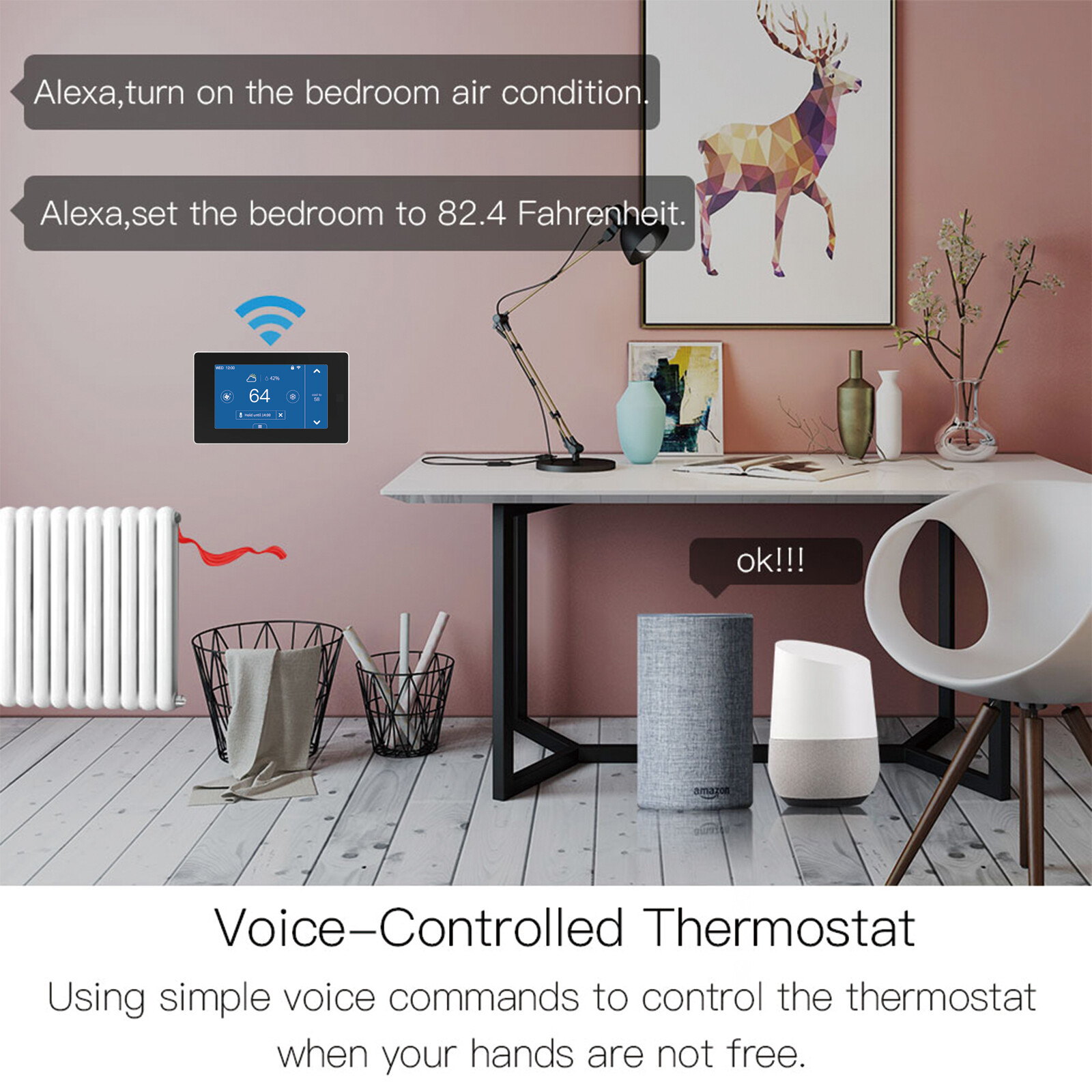 MOES WiFi Smart Thermostat Zone Remote Sensor 7Day Programmable Alexa Google APP