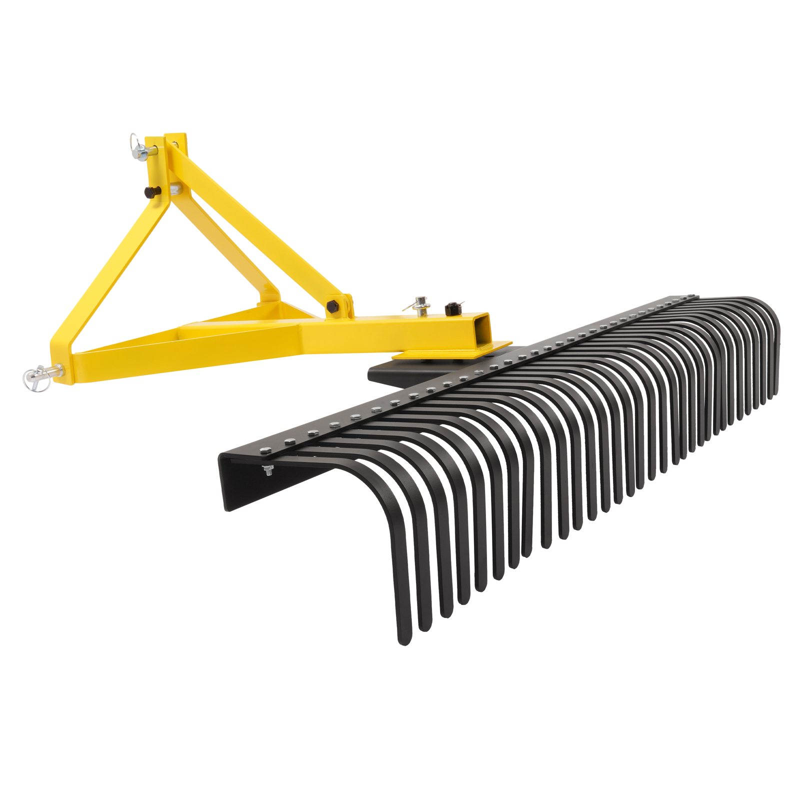 Yellow 3-Point Landscape Rock Rake Garden Tool For CAT 1 Tractors Hookup 5 FT