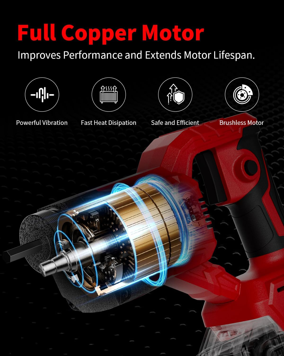 Cordless Concrete Vibrating Tool Compatible with Milwaukee 18V Battery, 600W Pow