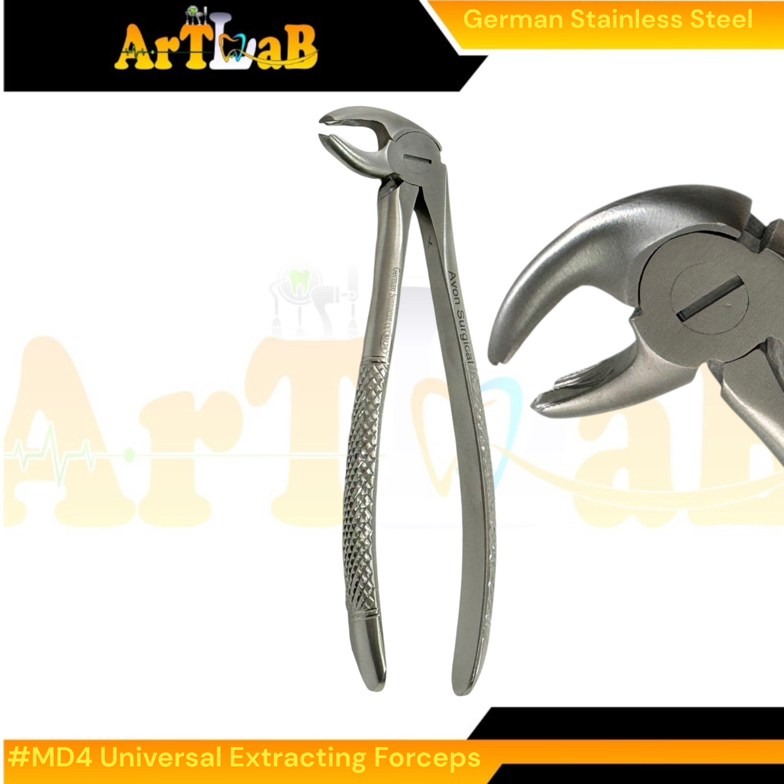 Universal Tooth Extraction Pliers MD4 for Lower Molars - German Stainless Steel
