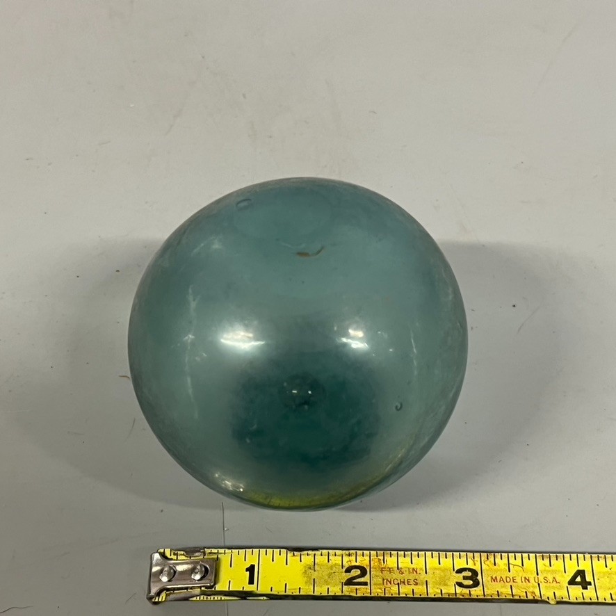 VTG Japanese Antique Hand Blown Glass Float Green Gray SeaGlass Teal 3" Hallmark
