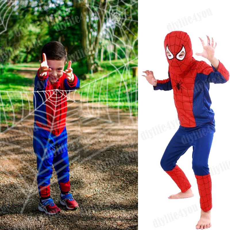 Kids Boys Spiderman Fancy Dress Jumpsuit Cosplay Costume Party Bodysuit 3-7 Age