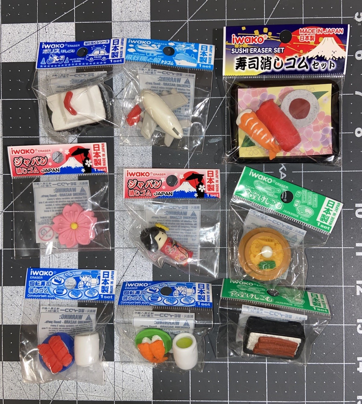Iwako Japanese Erasers Lot Sushi Sakura Airplane Police Car Bento Tea Cups More