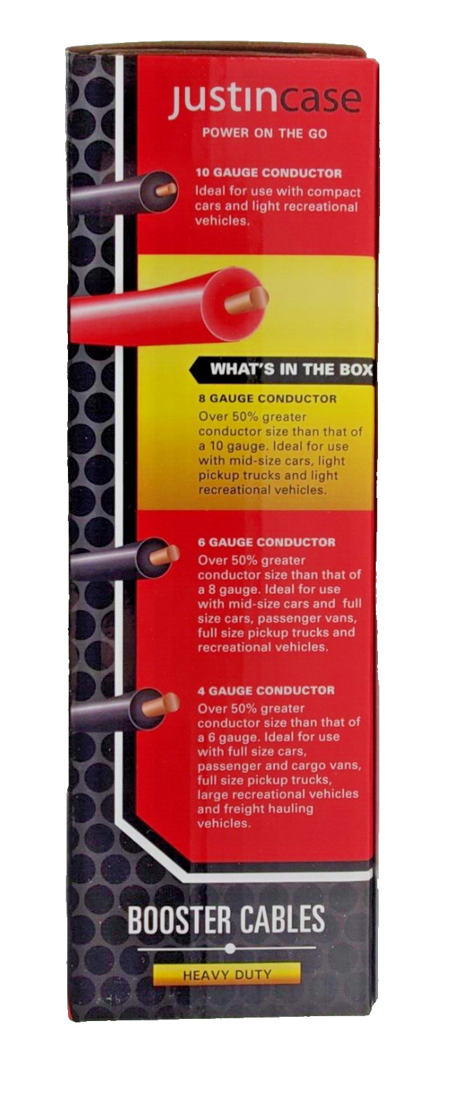 Justincase 12 Foot 8 Gauge Jumper Cables With Bonus Headlamp & Emergency Gloves