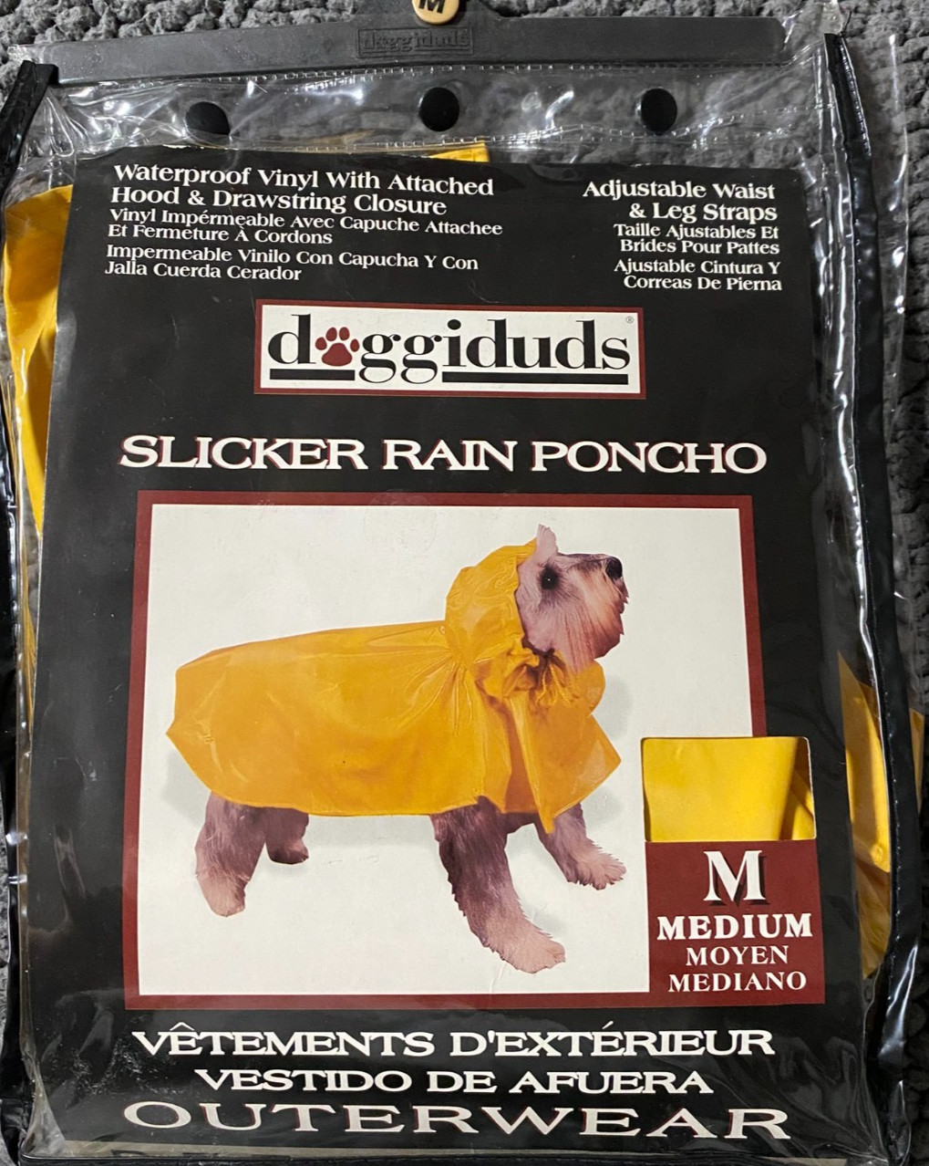 DoggiDuds Dog Rain Slicker Pancho - Size Medium - Dog Vinyl Rain Coat