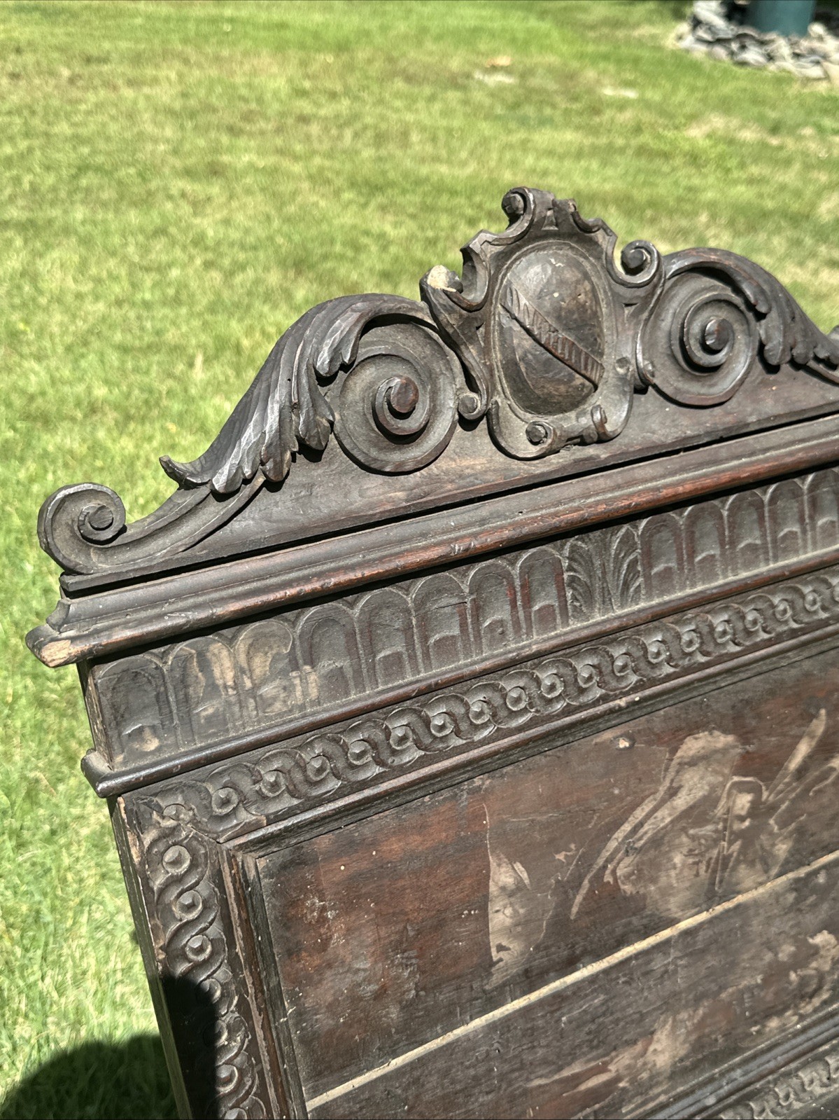 ANTIQUE WOODEN NEOCLASSICAL CARVED BIBLE STAND CARYATID FIGURE~FOLIATE MOTIFS~