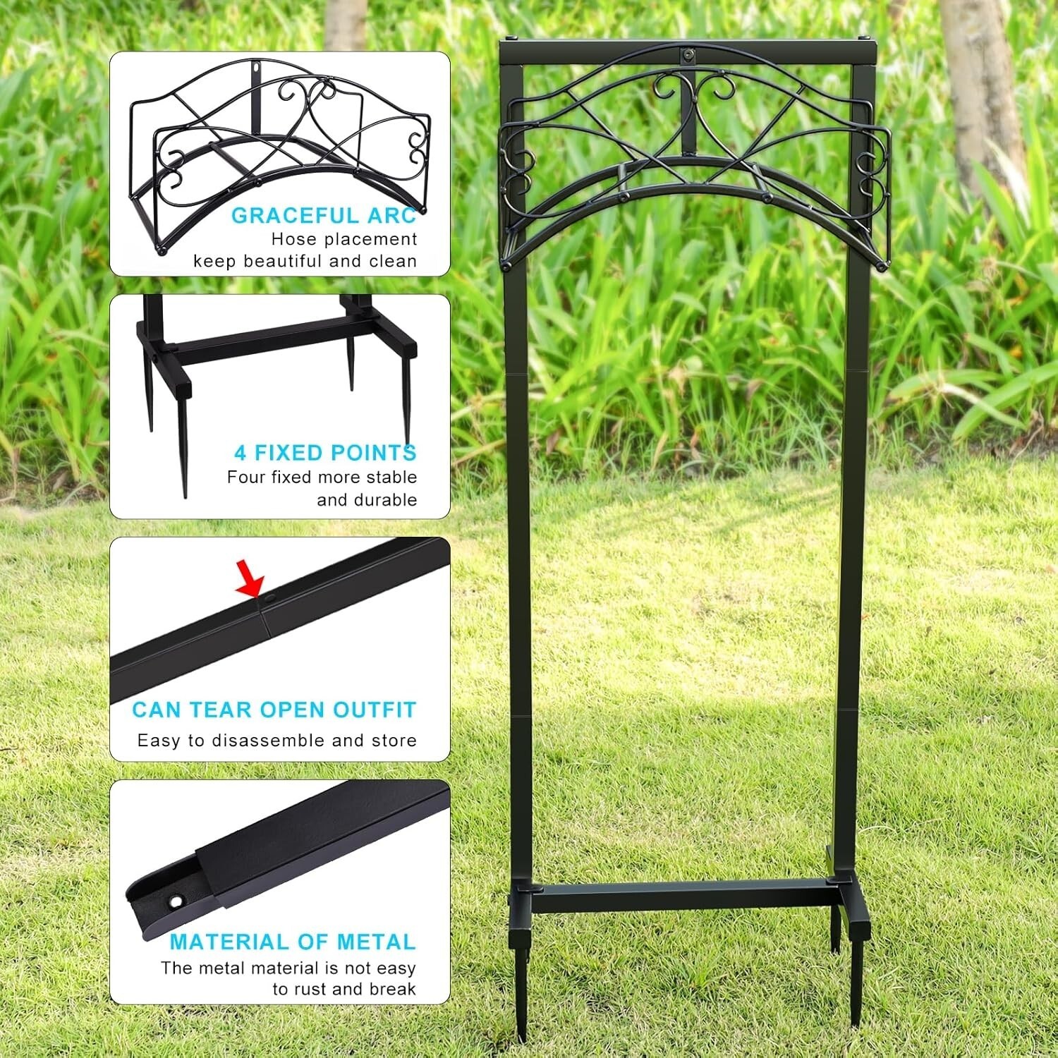 41.5-inch Detachable Metal Garden Hose Holder Reel Hanger