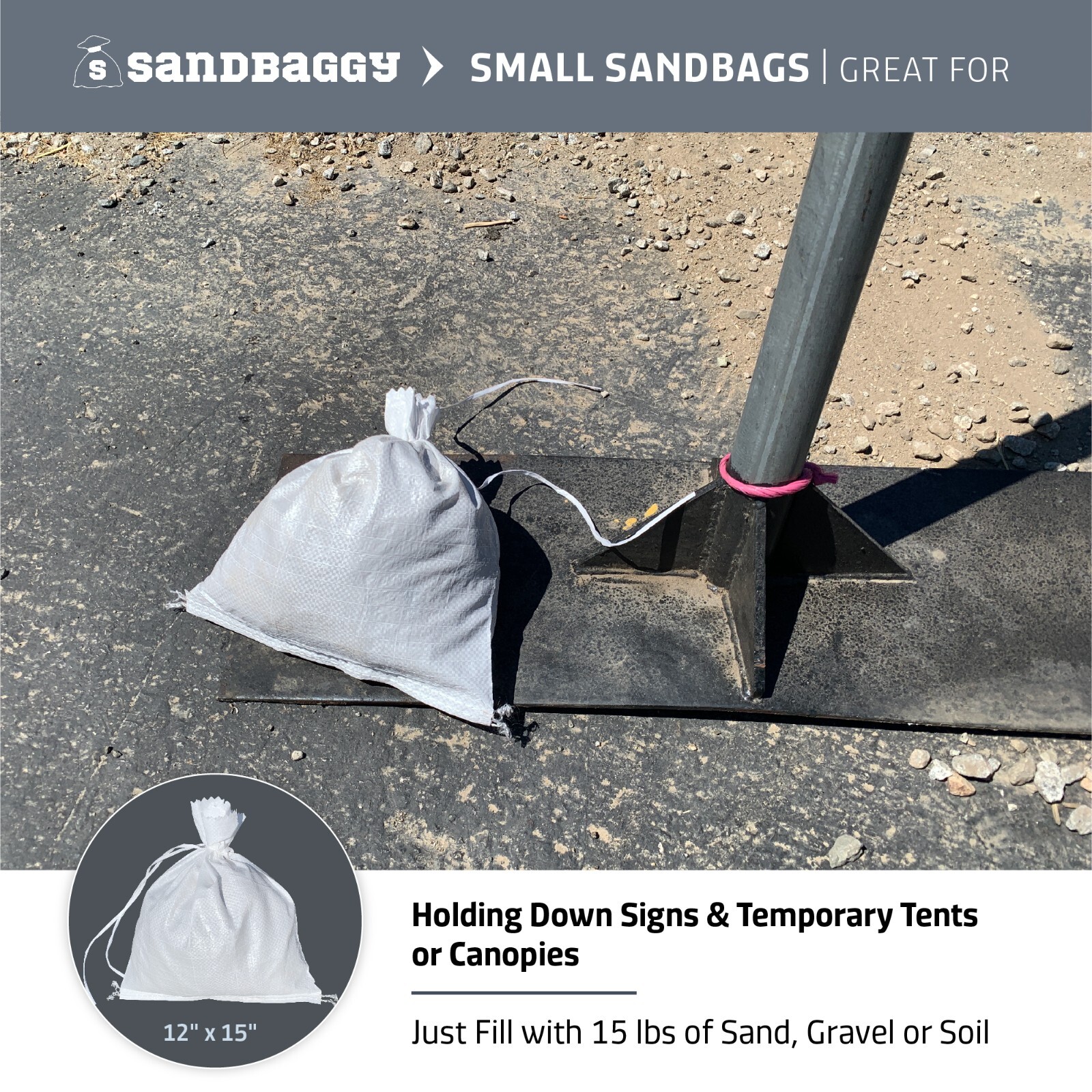 Sandbaggy 12-inch x 15-inch Small Sandbags | UV Protected | Sand Bag Empty