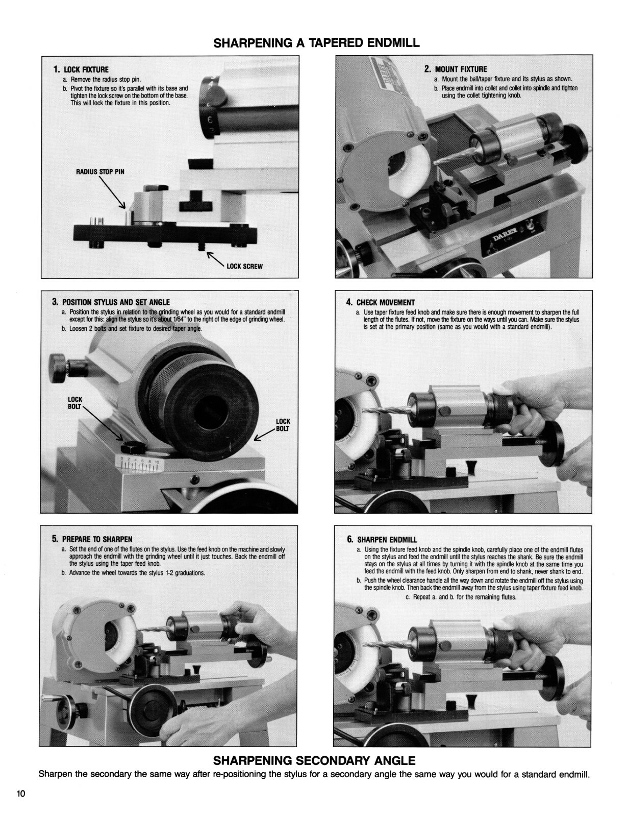 Darex E80, E85, & E90 Endmill Sharpener Operating Instruction Manual #1481
