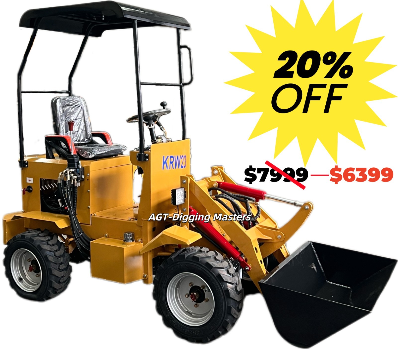 AGT KRW23 4X4 24HP Ride-on Mini Compact Wheeled Loader RATO Gasoline Engine