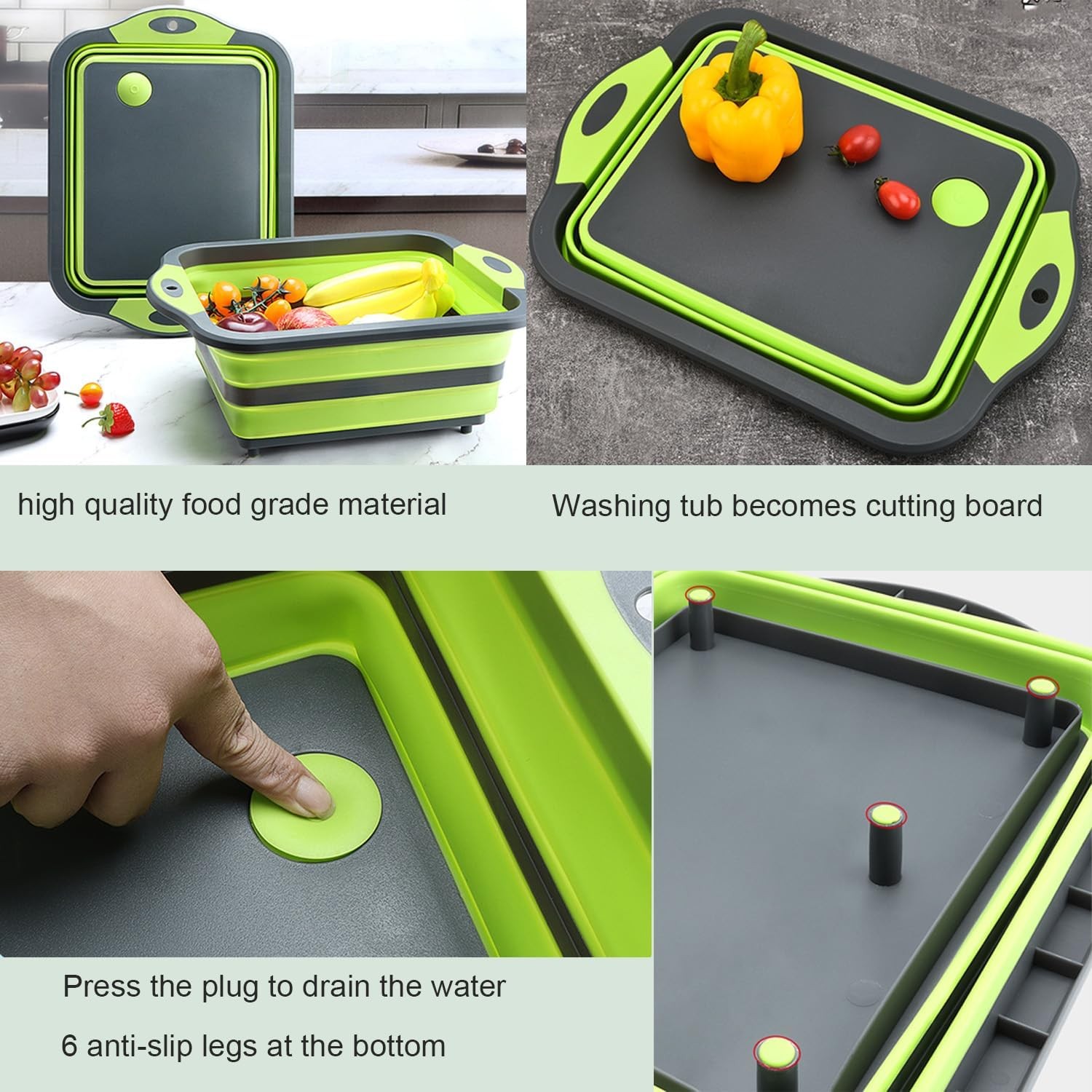Camping Collapsible Cutting Board Dish Basin BBQ Prep Tub Camp Sink Dish Washing