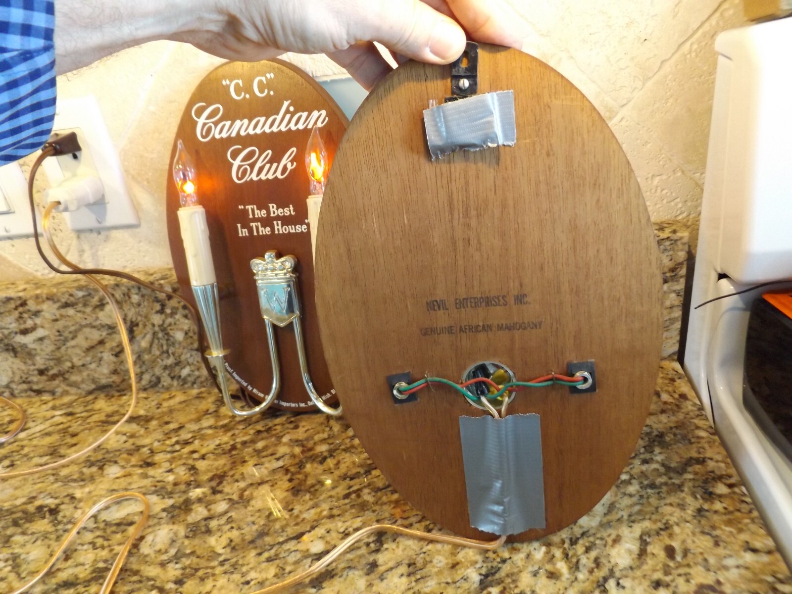 PAIR OF VINTAGE WALKER'S DELUXE BOURBON CANADIAN CLUB WHISKEY WALL SCONCE LIGHTS