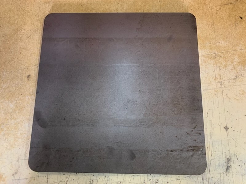 3/8" Steel Plate, 3/8" x 16" x 16", A36 Steel, Rounded Corners