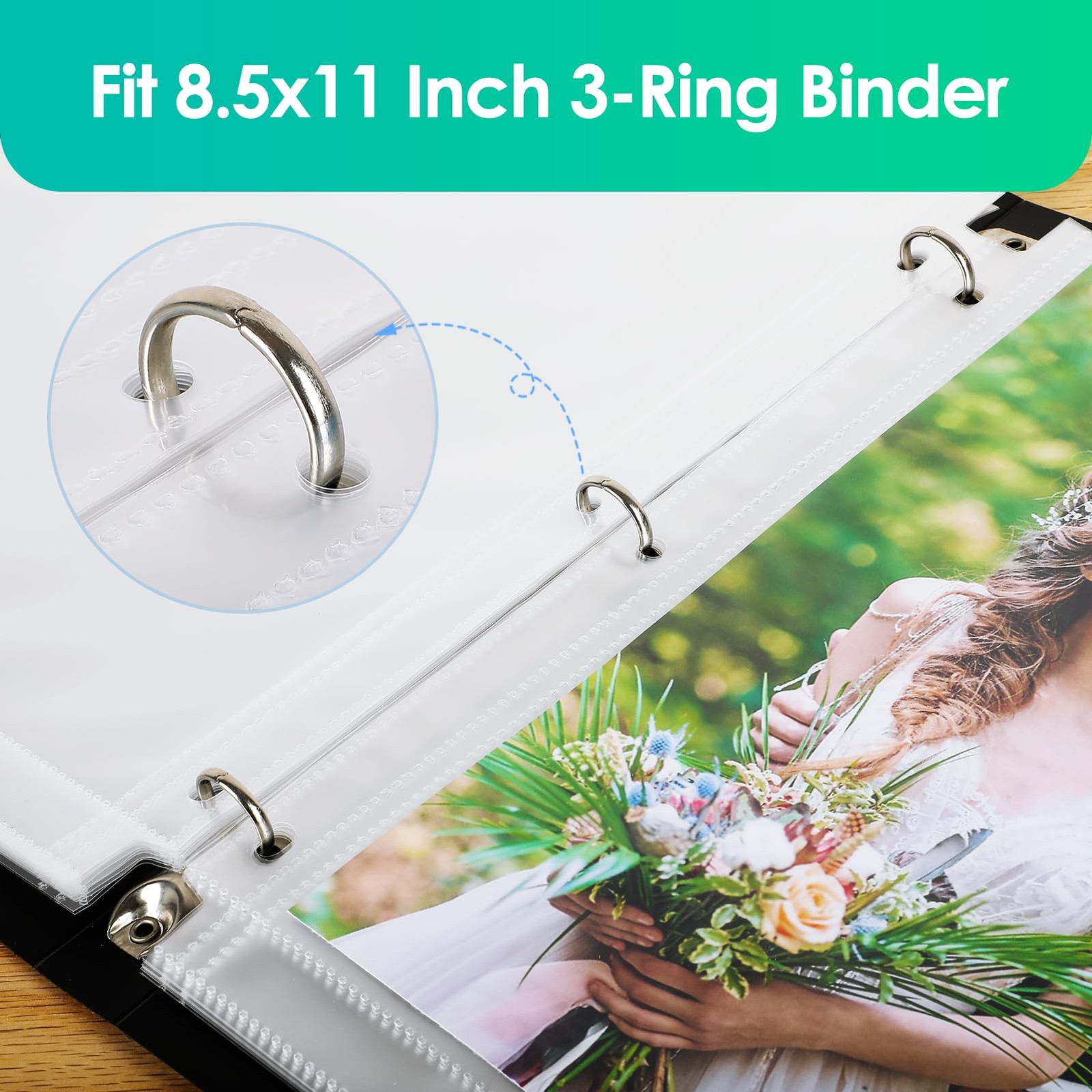 30 Pack 8x10 Photo Sleeves for 3 Ring Binder (60 Pictures), Heavy-Duty Archiv...