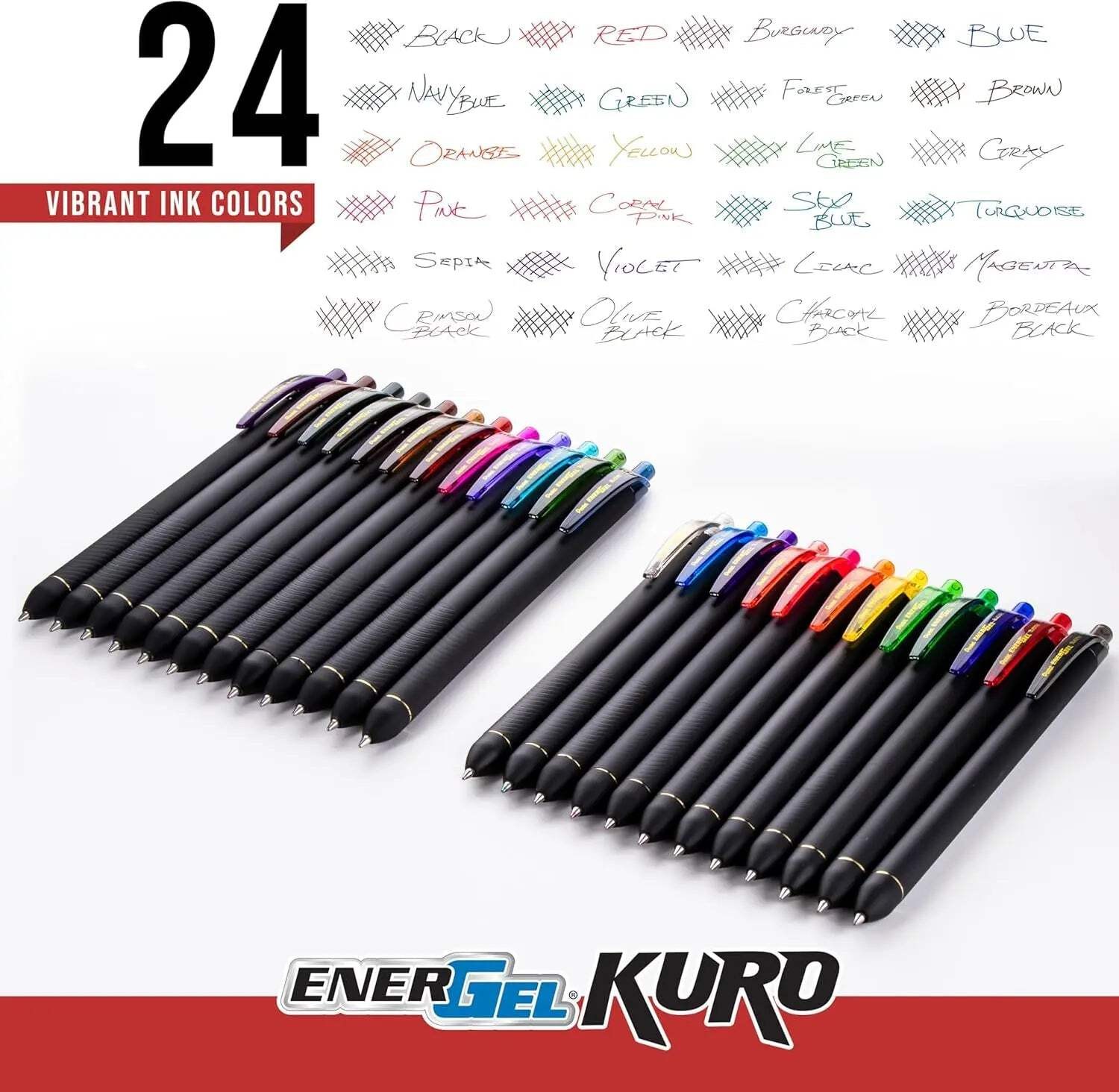 Pentel EnerGel Kuro Shades of Dawn, Assorted Ink, 6-pk