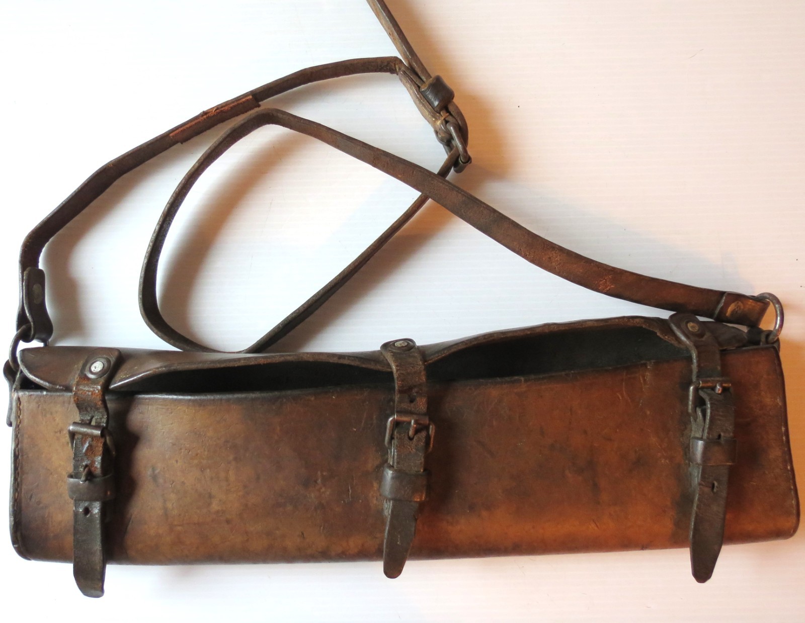 Antique Leather Cartridge Box Case Civil War Era 17 3/4" L