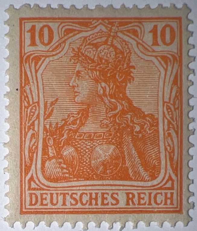 Travelstamps: 1920 Germany Deutsches Reich Mi. Nr. 141, 10 Pf Mint, MOGH