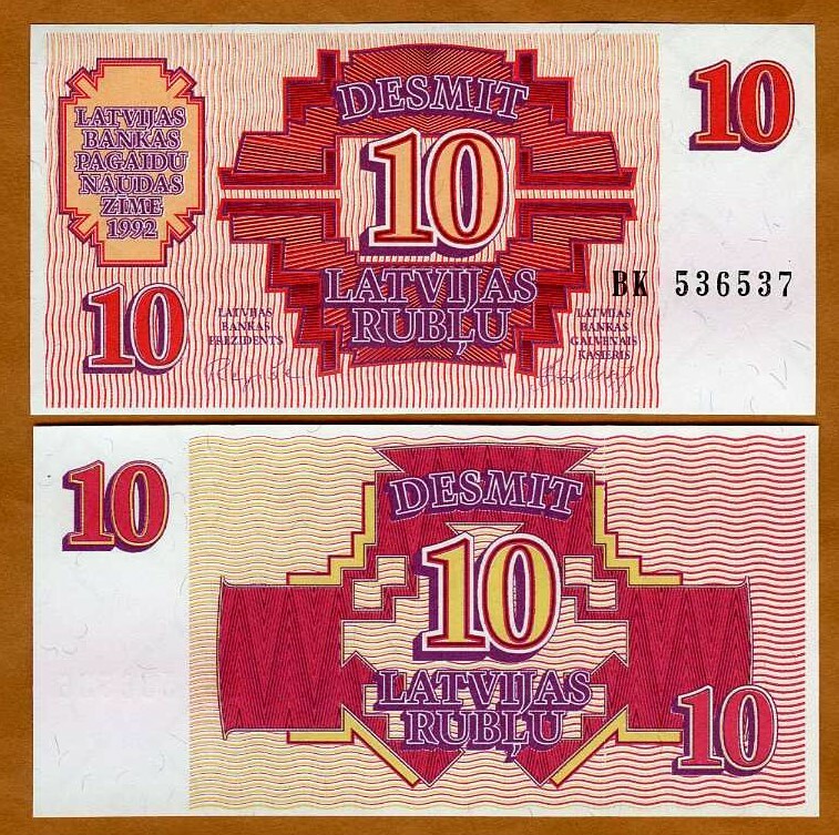 Latvia, 10 Rubli, 1992, P-38, UNC First Ex-USSR