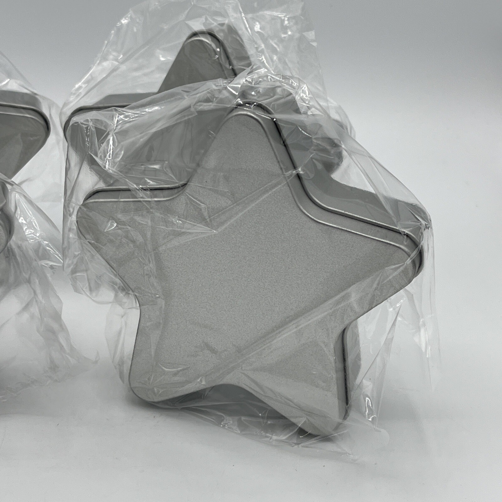 10 oz Candle Tins 4-Pack New Silver Stars With Lids. Free Ship