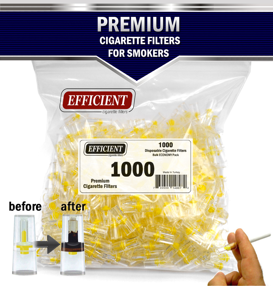 EFFICIENT Bulk Cigarette Filter Tips Block, Filter Out Tar & Nic (1000 Filters)