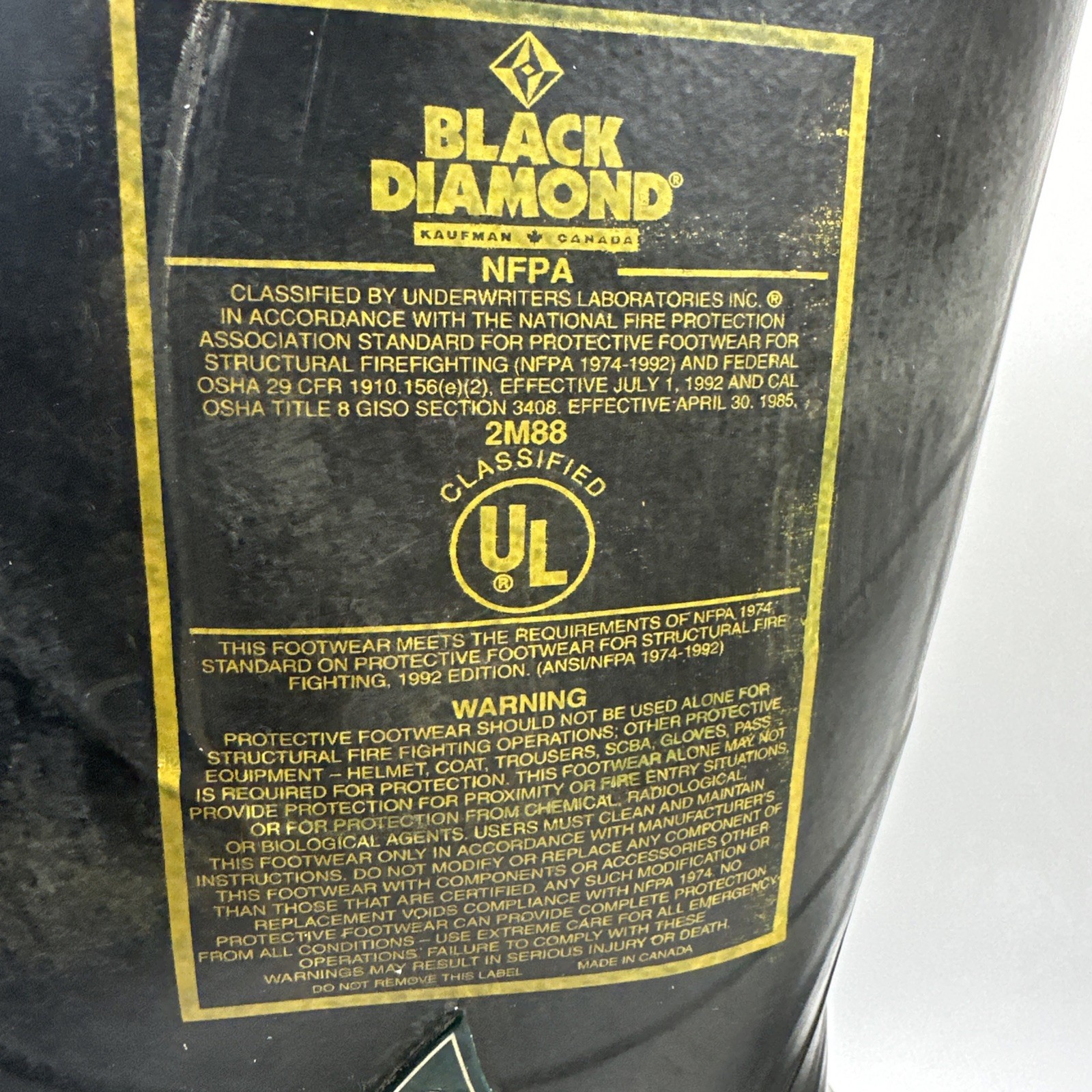 Black Diamond NFPA Fire Fighter Boots Size 11 M Made In Canada