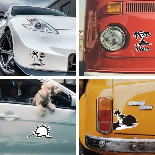 7pcs Reflective Car Sticker Ocean Beach Car Accessories Vehicles Summer Theme