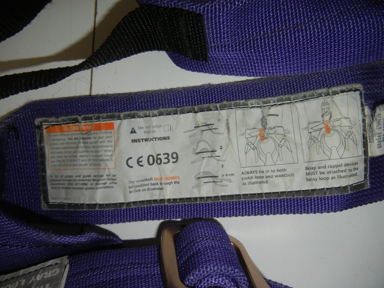 MADE IN USA Purple SIT CLIMBING HARNESS MODEL #24886 Rock Wall Gym Sz MEDIUM