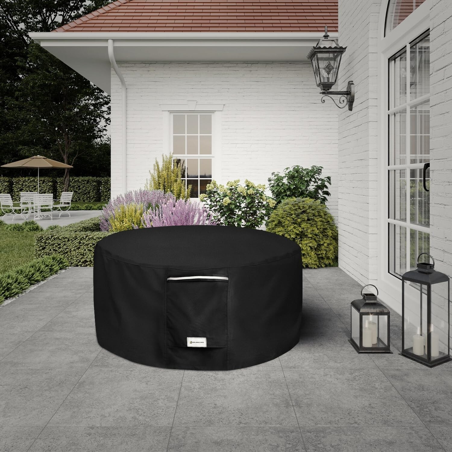 Seal Skin Round Fire Pit Cover Waterproof Heavy Duty, Round 44” Dia X 24”H