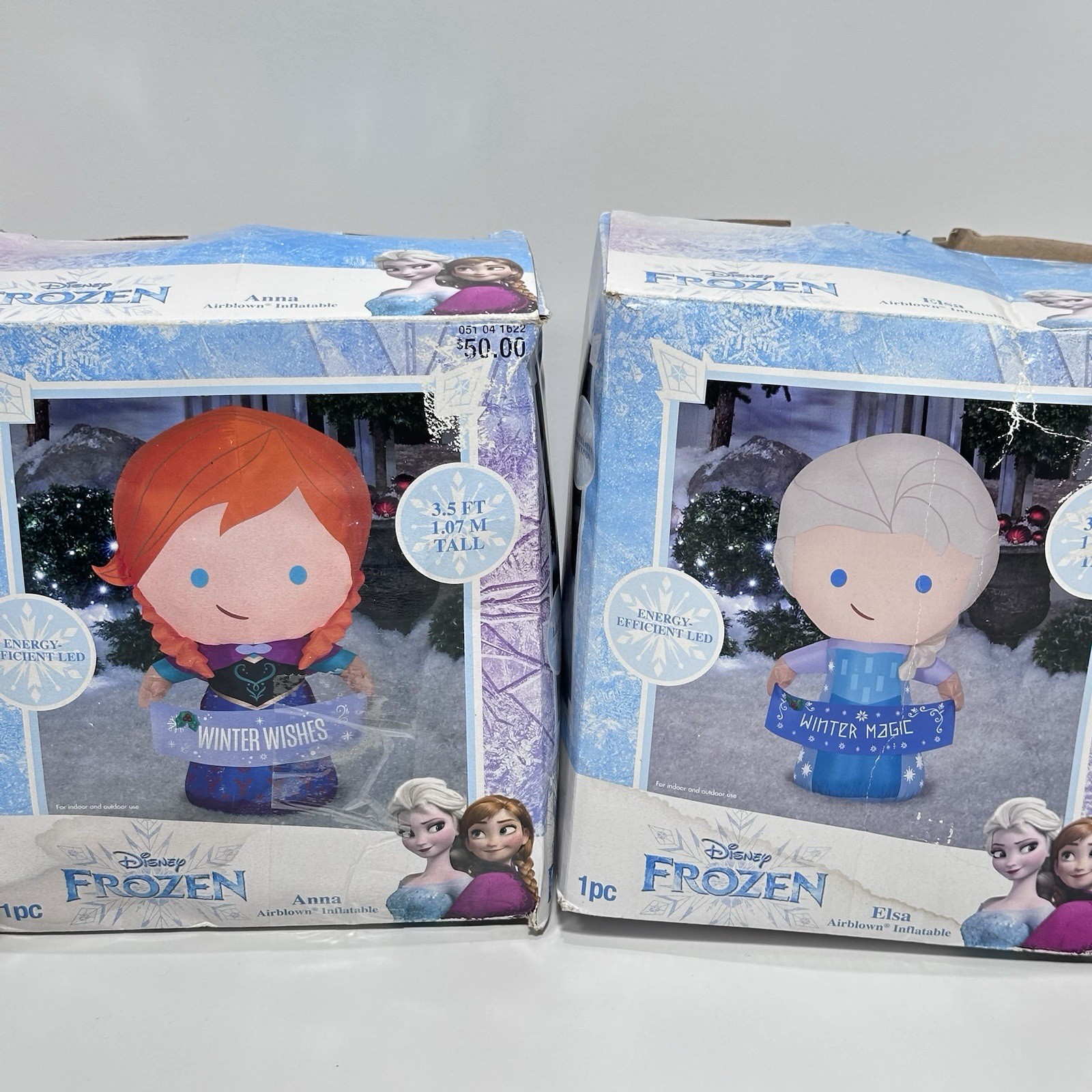 Gemmy Frozen Elsa & Anna 3.5ft Airblown Christmas Winter Magic Inflatable Disney