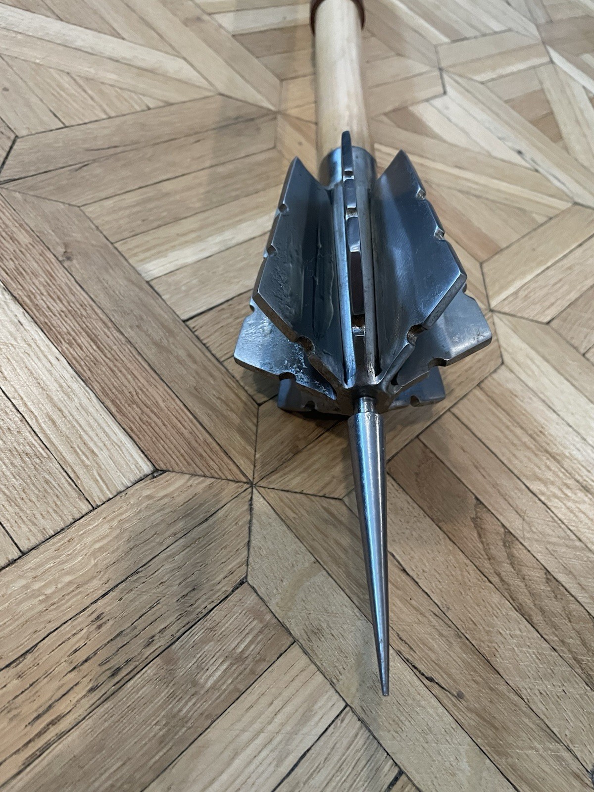 Medieval Double-Sided Flanged Mace and Spear, 55-Inch Weapon