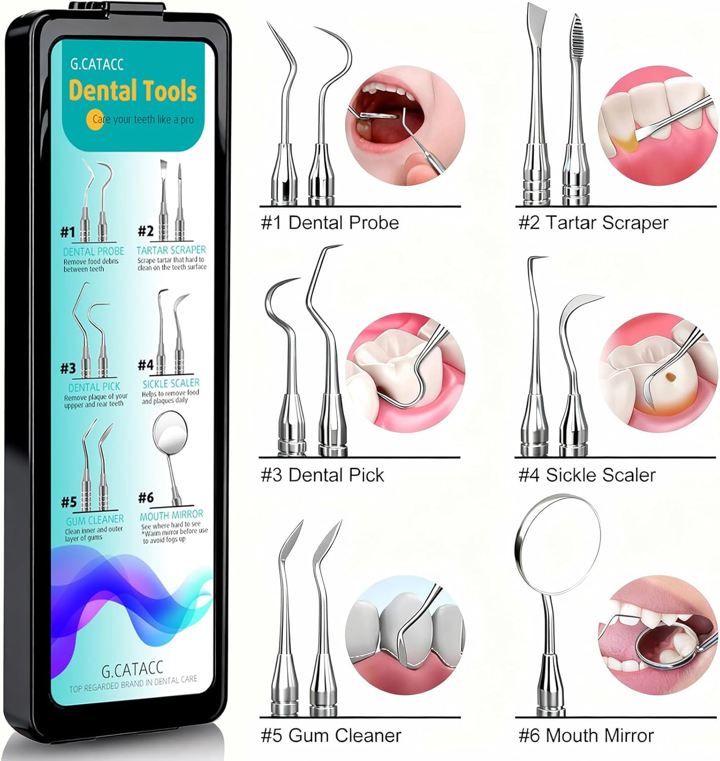 Dental Tools, Dental Pick for Teeth Cleaning, Stainless Steel Hygiene Kit with