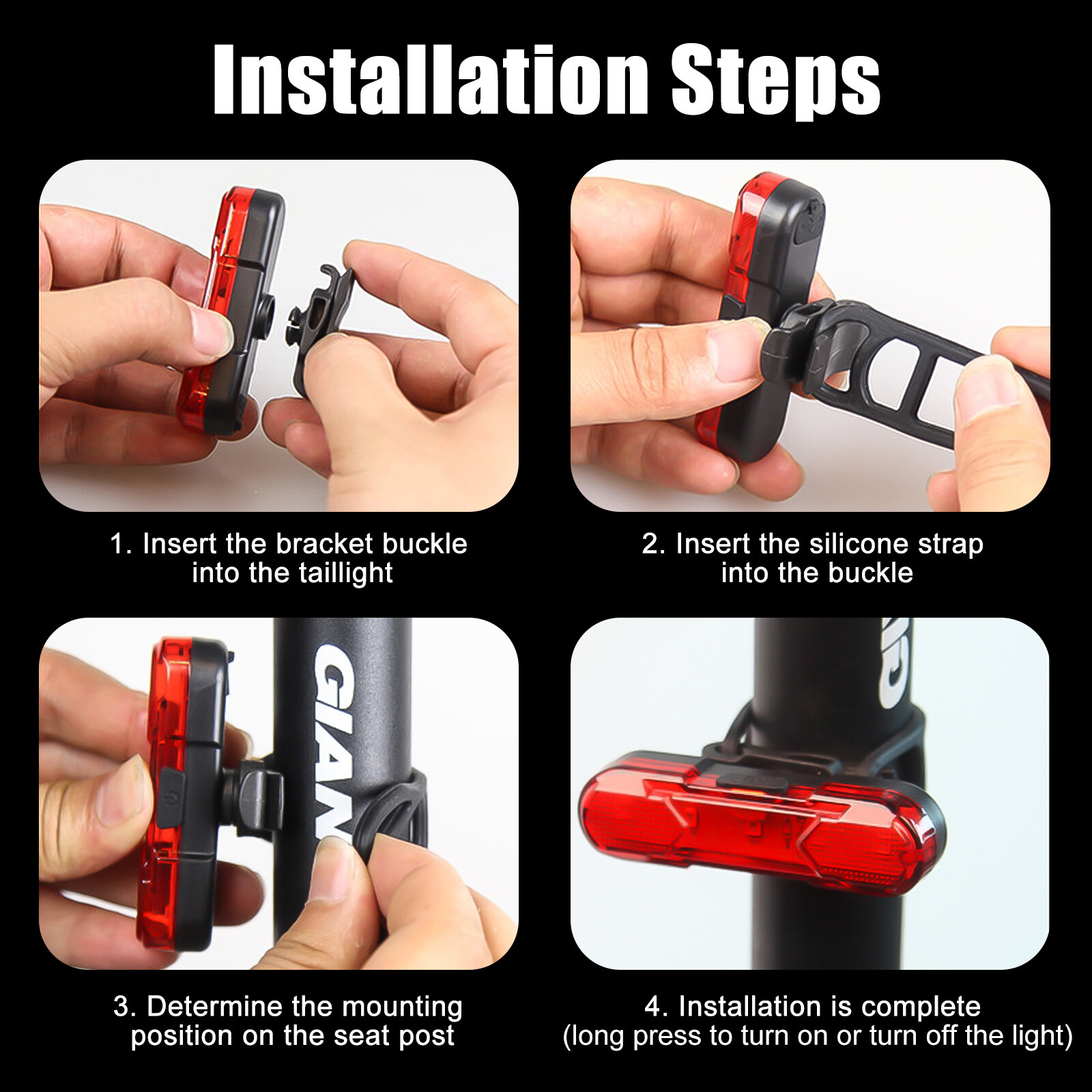 2x USB Rechargeable LED Bike Tail Light Bicycle Safety Cycling Warning Rear Lamp