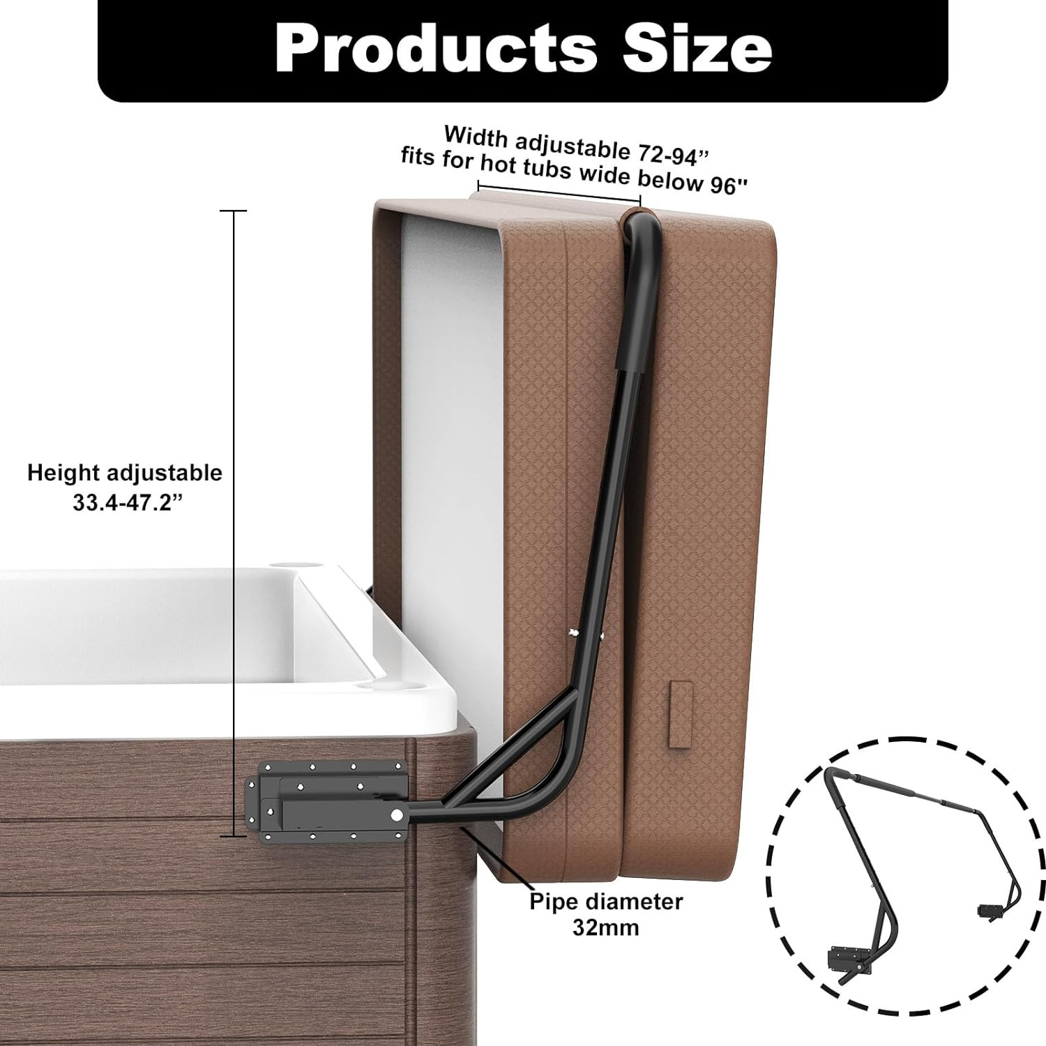 Spa Cover Lift Top Mount Spa & Hot Tub Cover Lift Removal System Fit for Most Sp