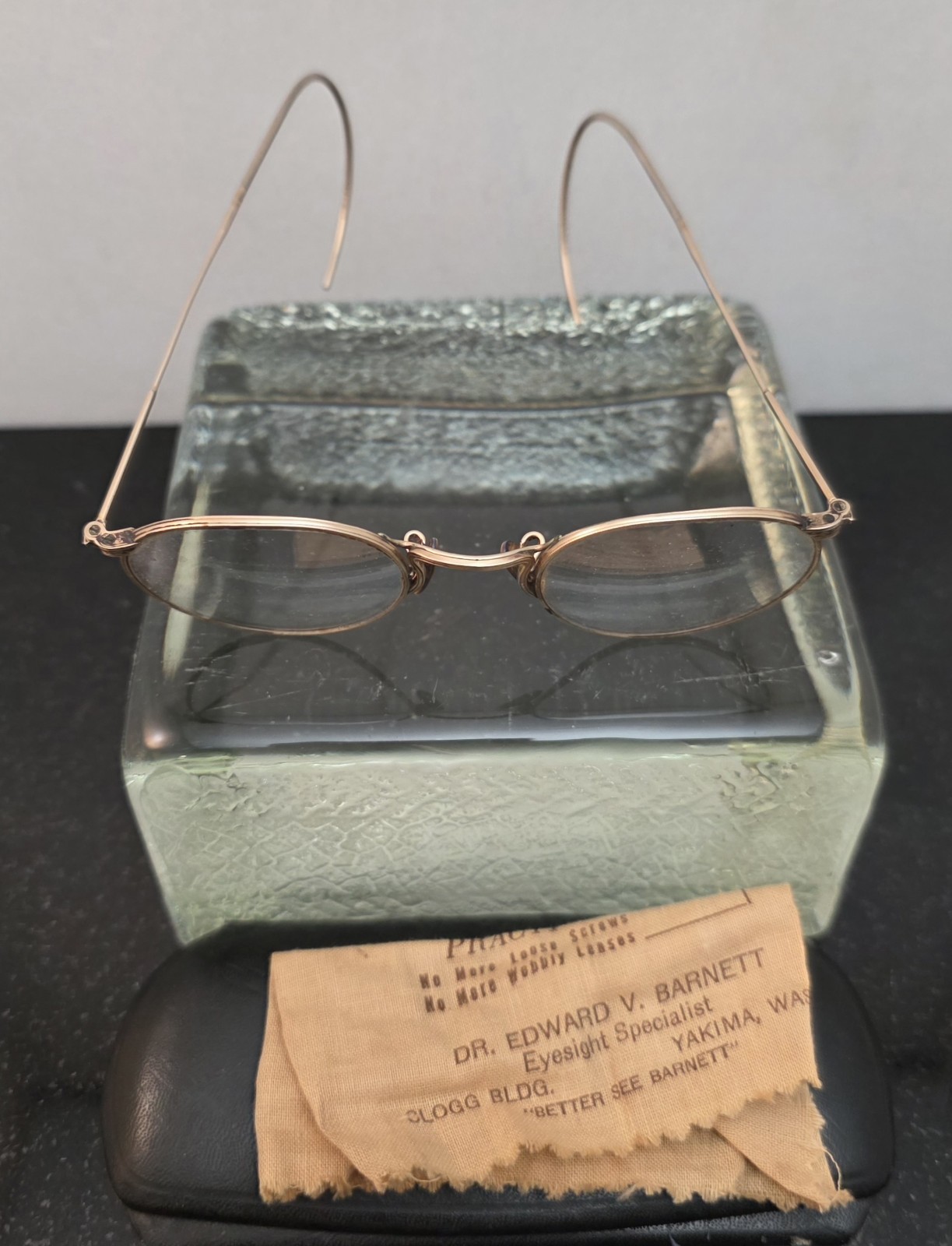 Vintage FUL-VUE 1930's 12K Gold Filled Eyeglass Frames w/ Case & Polish Cloth