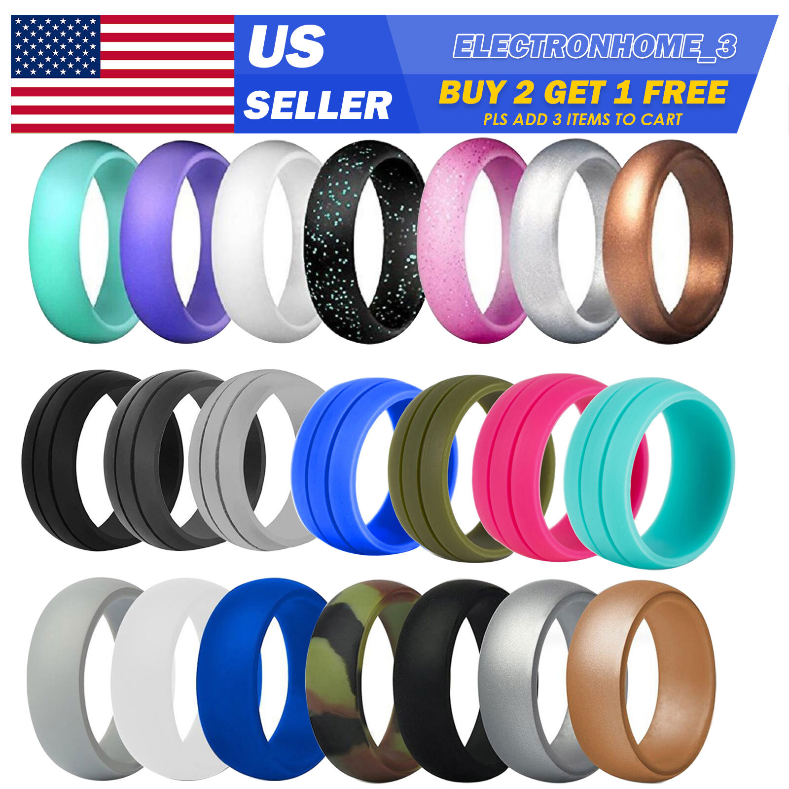 5-10pcs Silicone Wedding Rings for Men Women Breathable Rubber Engagement Band