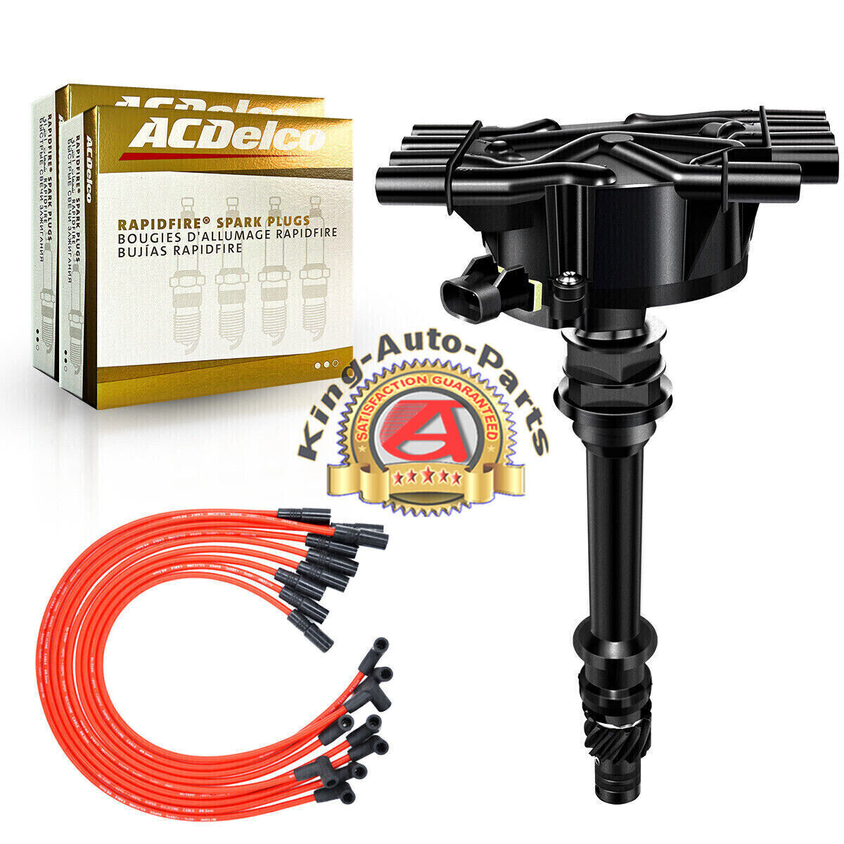 GM01 Distributor & AcDelco Spark Plugs & Wires for 96-02 GMC Cadillac Chevy 5.7L