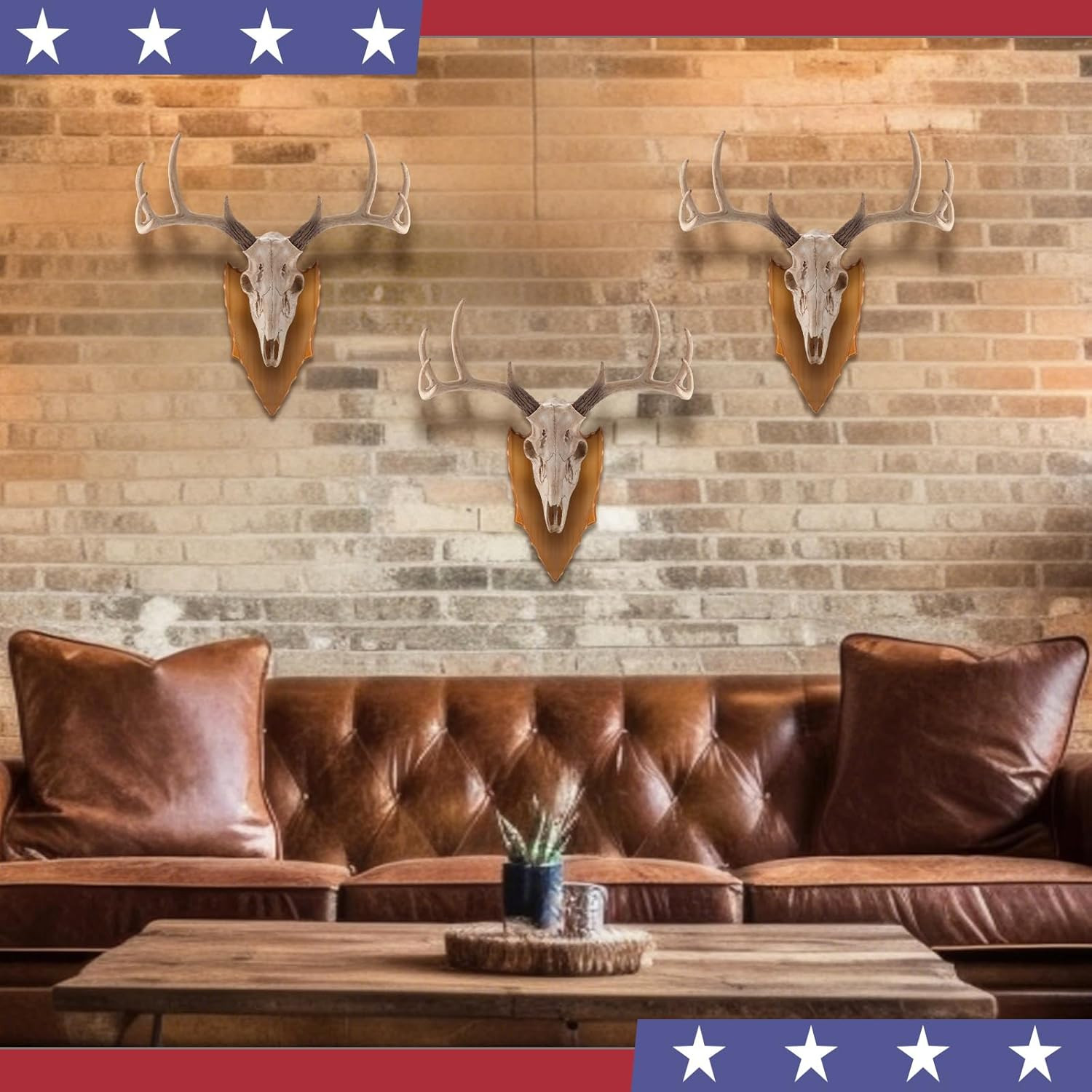 3 Set Deer European Skull Mount Kit Antler Skull Mounting Kit Wooden Display Mou