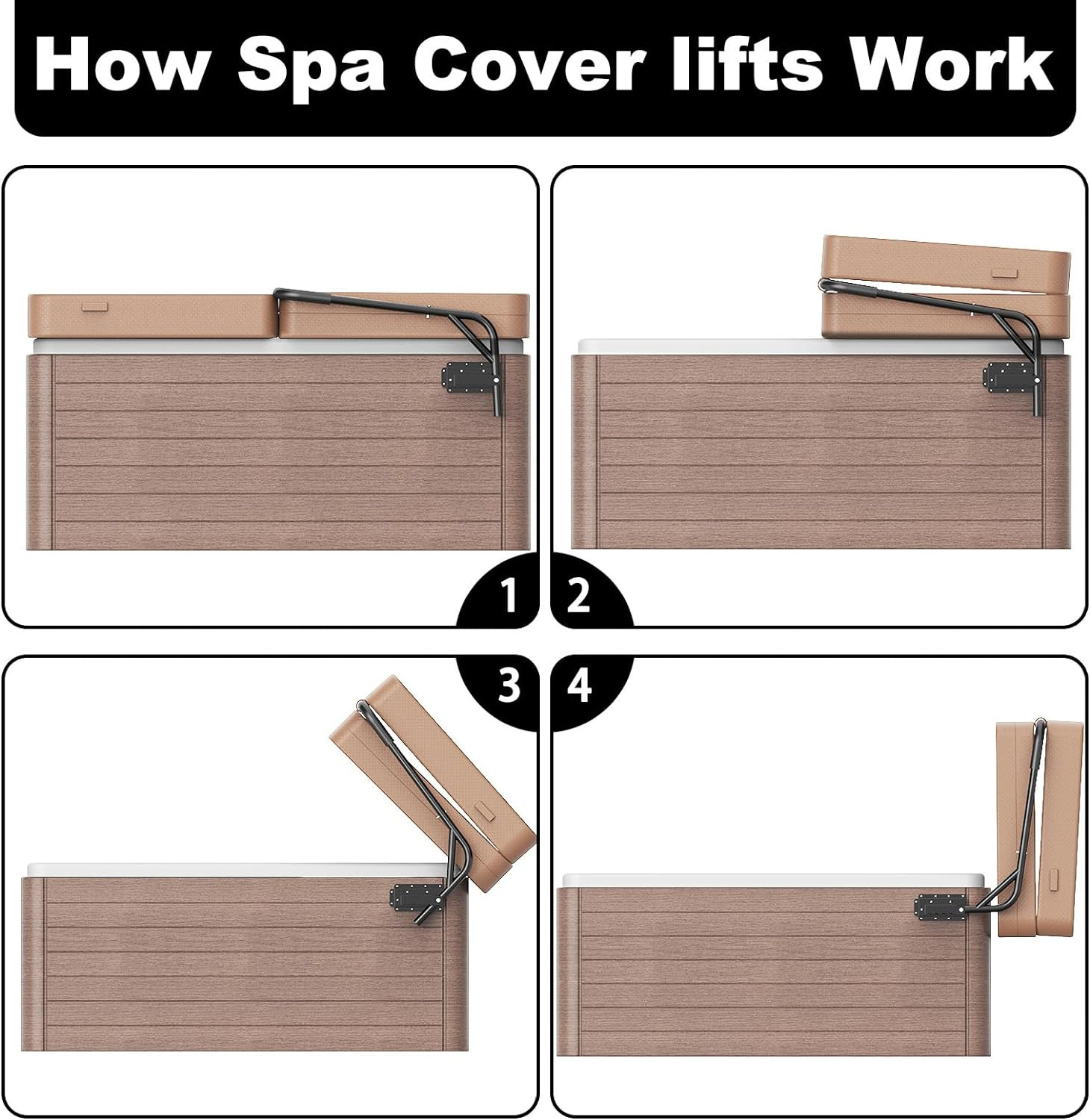 Spa Cover Lift Top Mount Spa & Hot Tub Cover Lift Removal System Fit for Most Sp