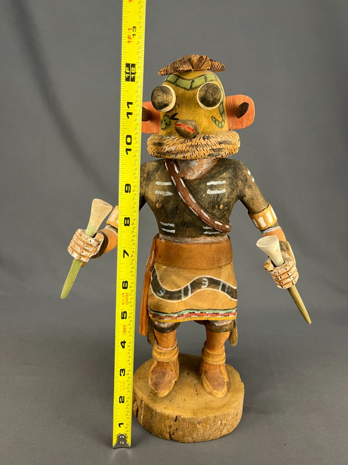 Vtg Hand-Carved 13" Hopi Kachina Doll ZUNI RATTLE SNAKE by Everett Tawahongva
