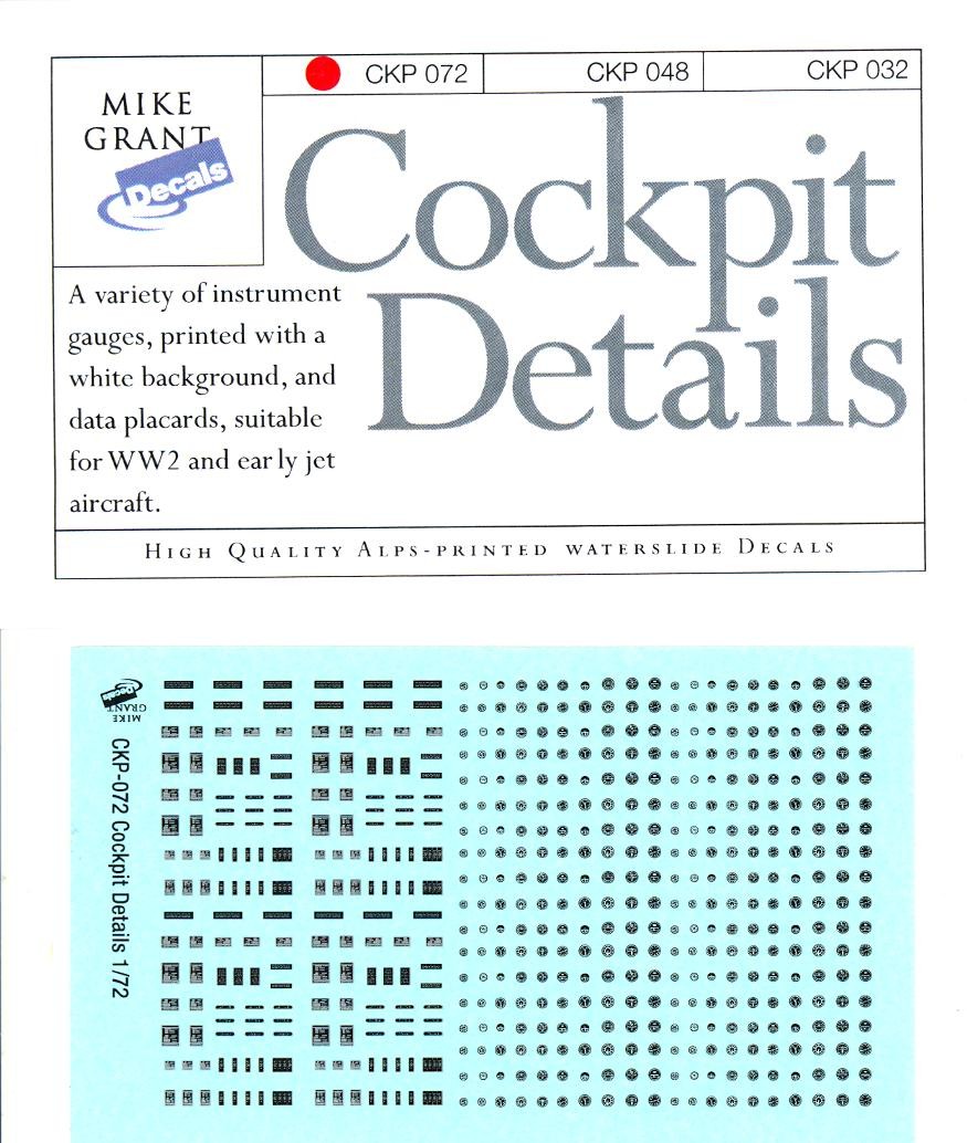 Mike Grant Decals 1/72 COCKPIT DETAILS Instrument Gauges & Data Placards