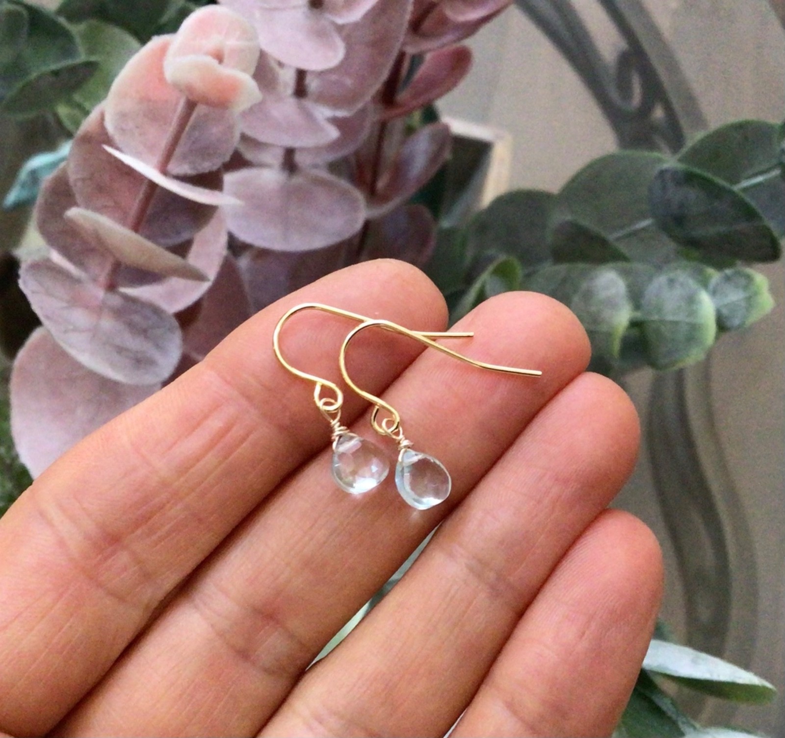 SUNDANCE CHARM AQUAMARINE EARRINGS HANDCRAFTED GOLD PLATED ARTISAN HANDMADE