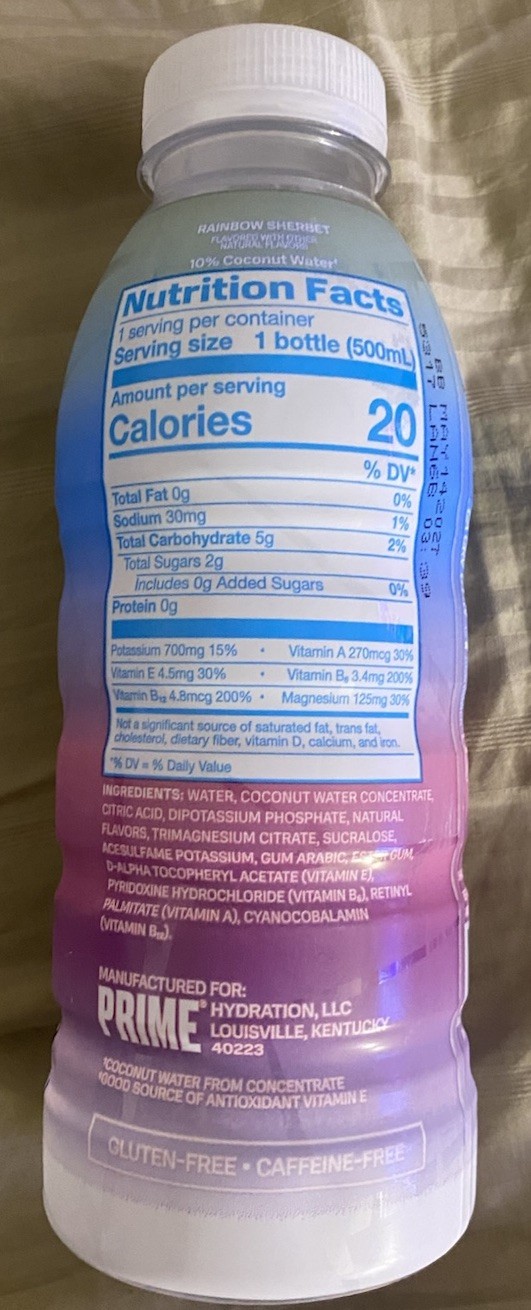 NEW REVAMP 2026 PRIME FUTURE FREEZE RAINBOW SHERBET FLAVORED HYDRATION DRINK