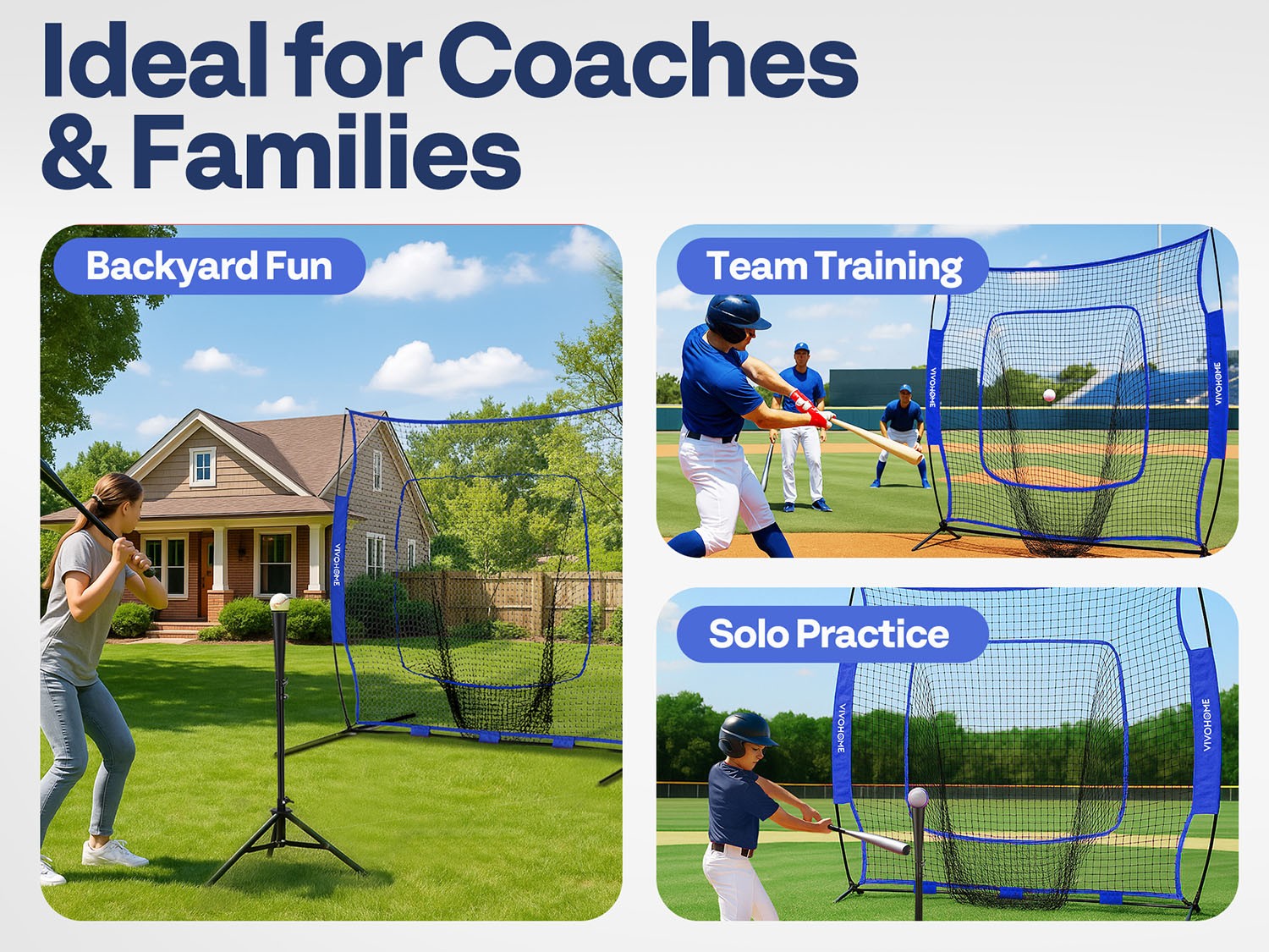 Portable Baseball & Softball Practice Net with Batting Tee 7x7 ft Aluminum Frame