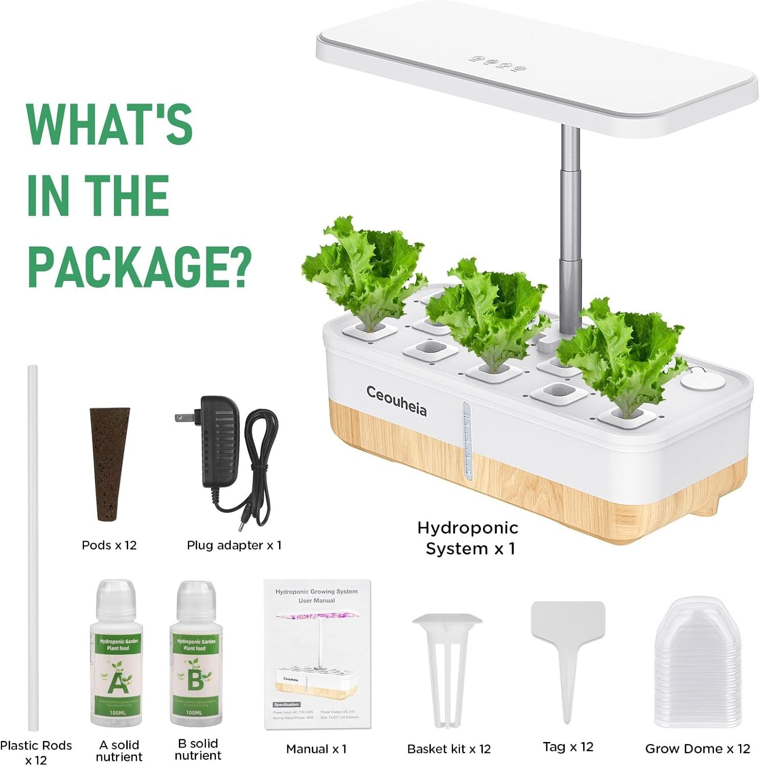 Hydroponics Growing System 12Pods, Indoor Herb Garden with LED Grow Light