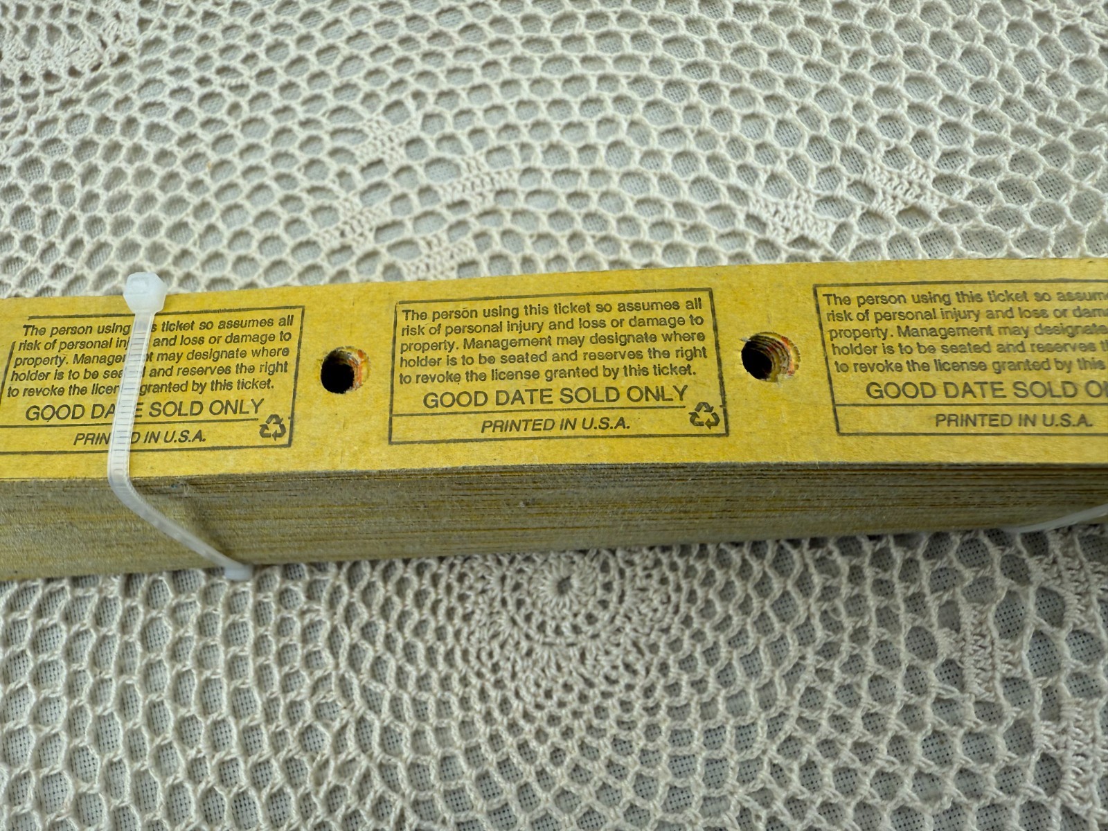 NOS Vintage Stack Yellow ADMIT ONE Numbered TICKETS Roll Admission Scrapbooking