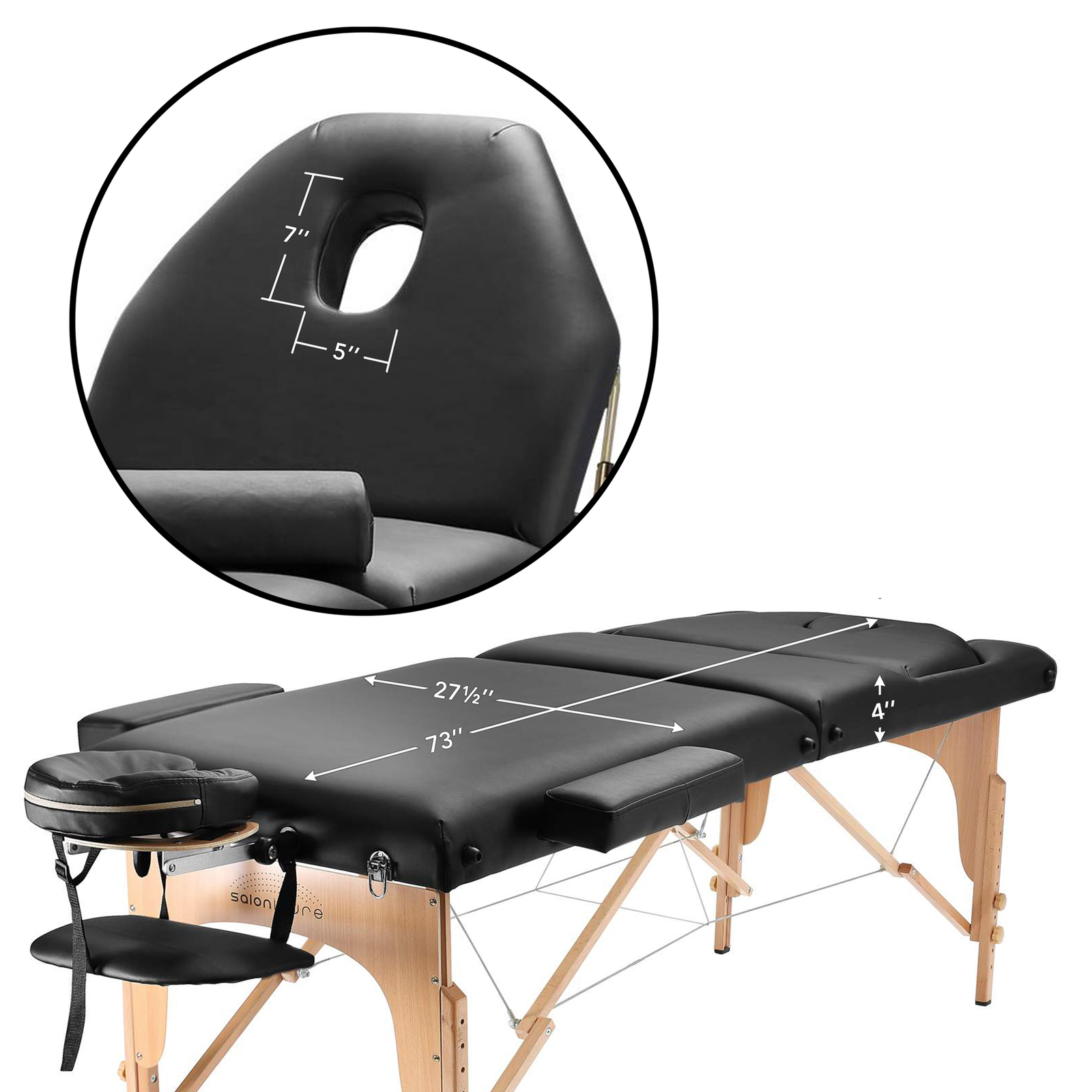 Portable Black Massage Table with Bolster and Tilt Backrest
