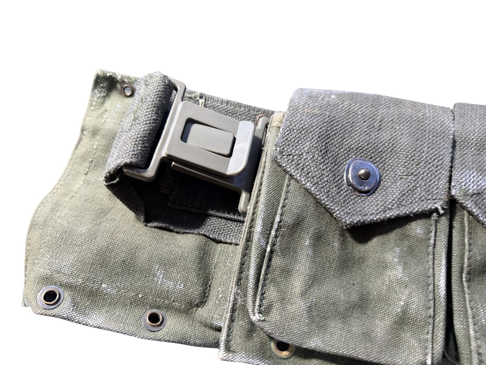 Vintage US Military OD Green Canvas Triple Pouch ALICE Field Gear Surplus