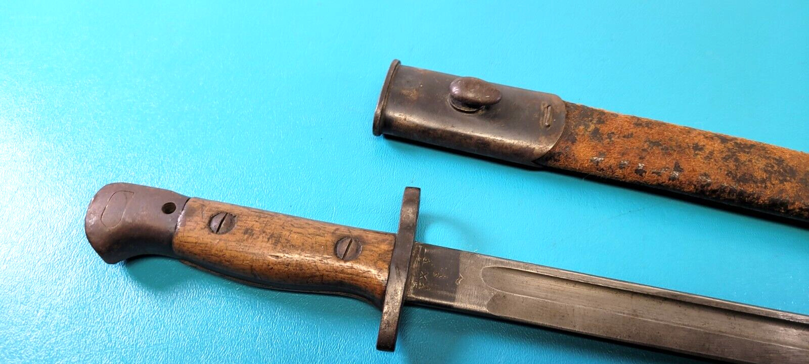 WWI English British Pattern 1907 Rifle Bayonet Sanderson + Scabbard c. 1917