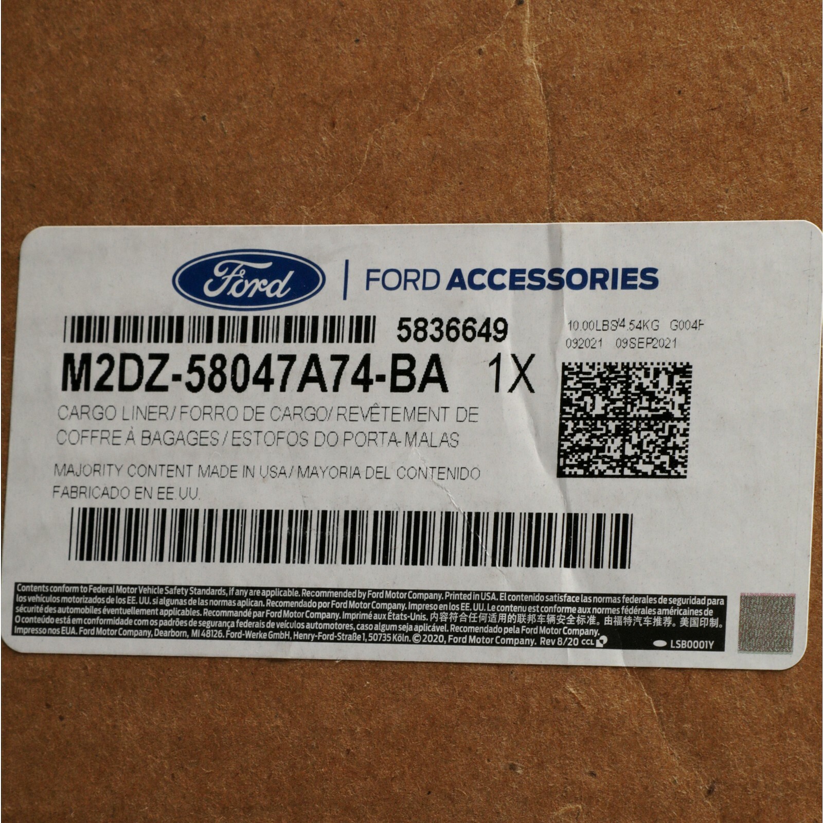 NEW OEM 21-23 Ford Bronco Black Cargo Area Liner Tray Mat 4-DOOR MODEL ONLY